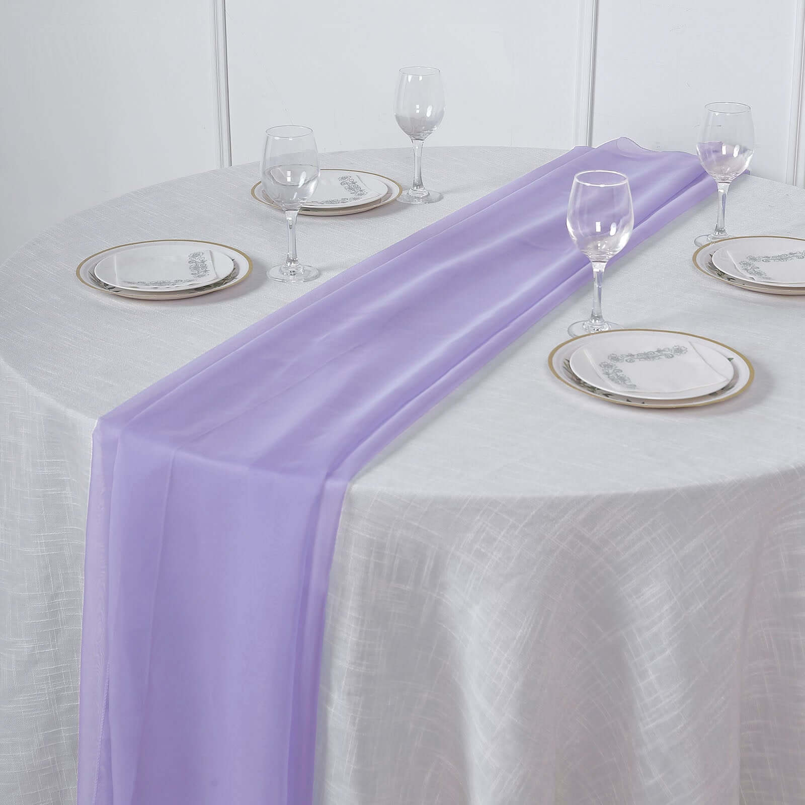 Chiffon Table Runner 6ft Lavender Lilac - Lightweight Table Linen - Image 3