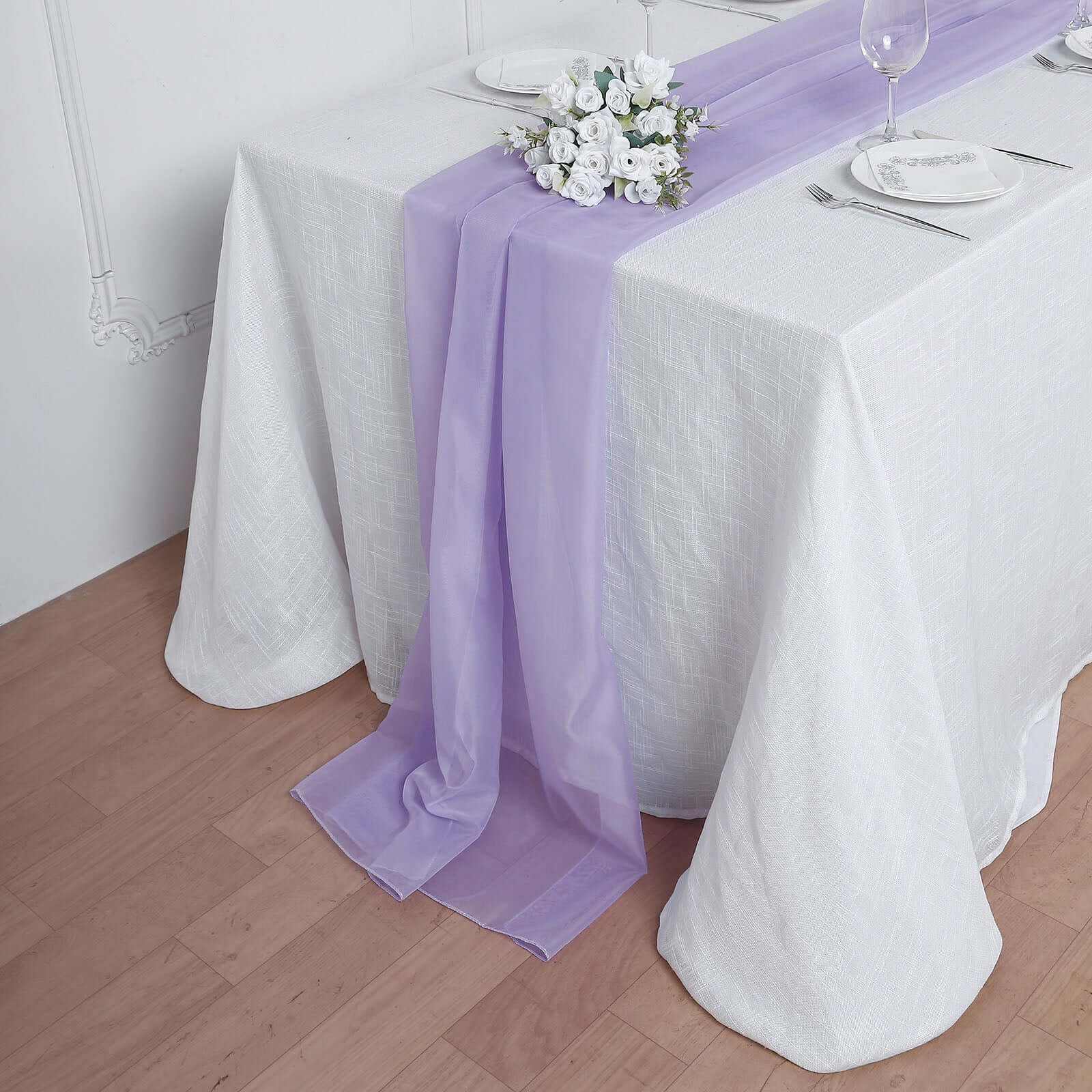 Chiffon Table Runner 6ft Lavender Lilac - Lightweight Table Linen - Image 6