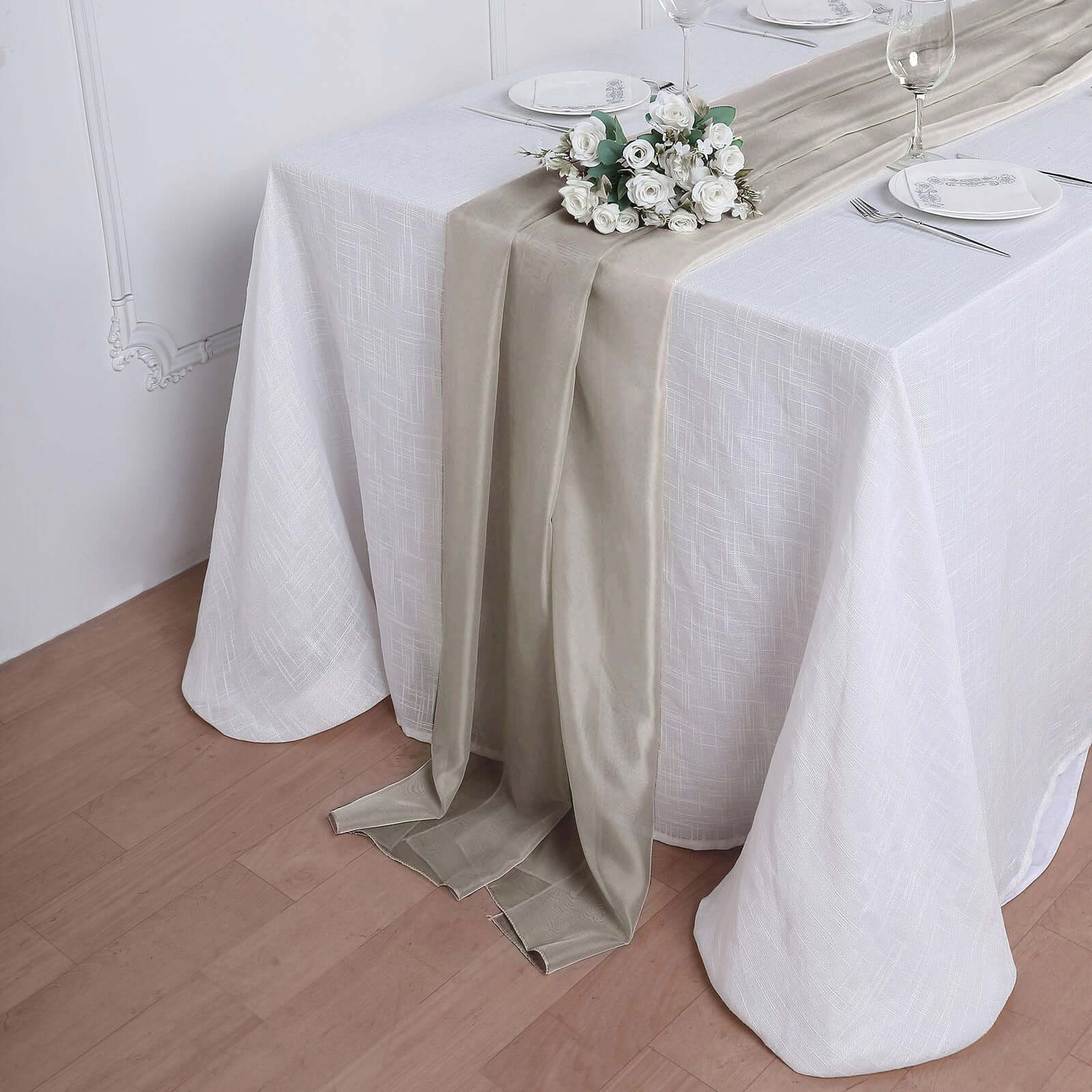 Chiffon Table Runner 6ft Natural - Lightweight Table Linen - Image 3