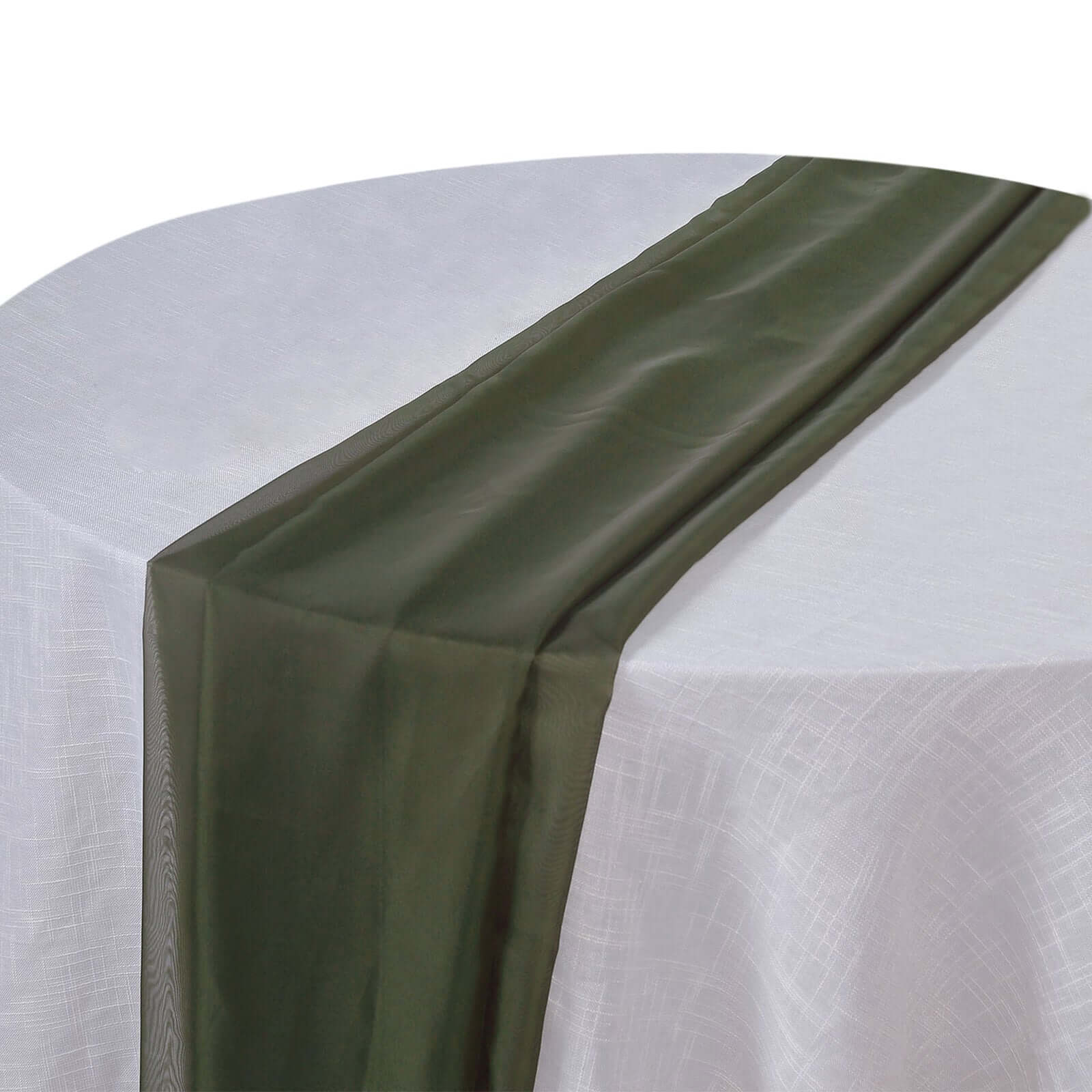 Chiffon Table Runner 6ft Olive Green - Lightweight Table Linen - Image 8