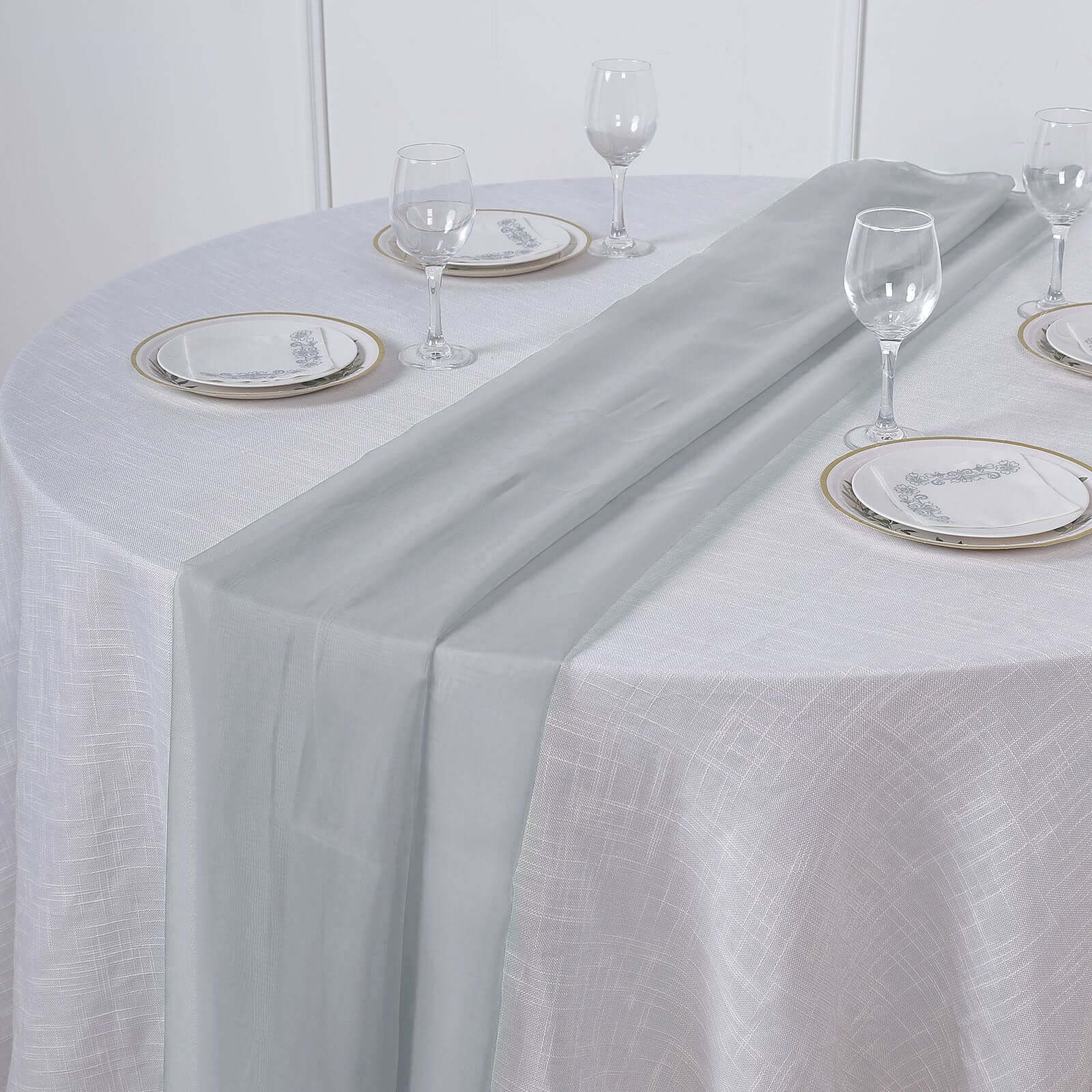 Chiffon Table Runner 6ft Silver - Lightweight Table Linen - Image 6