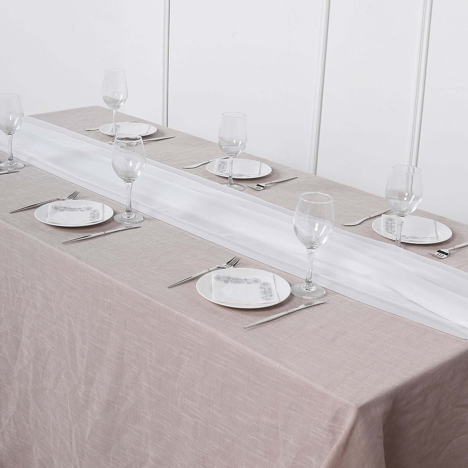 Chiffon Table Runner 6ft White - Stylish & Lightweight Event Table Decor - Image 3
