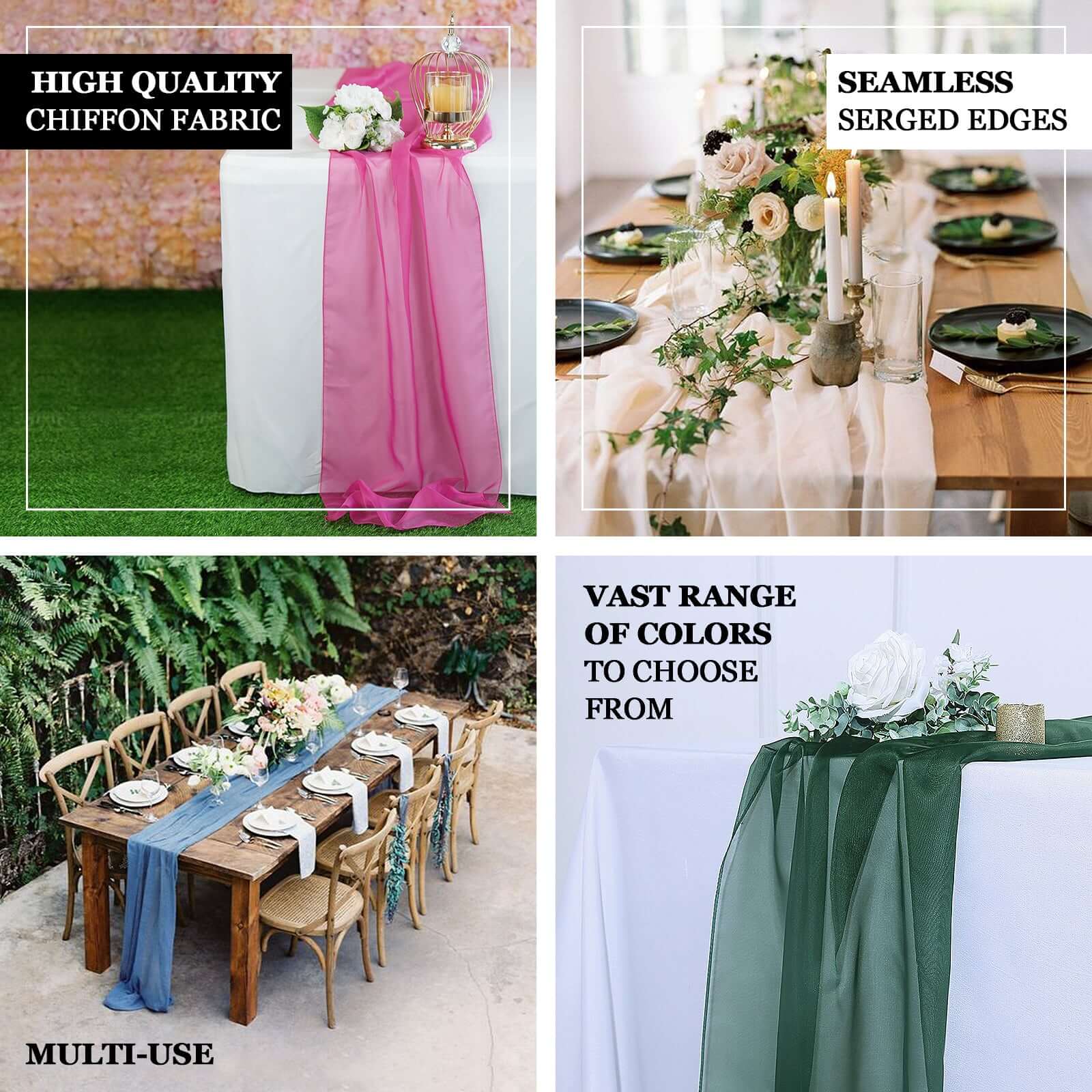 Chiffon Table Runner 6ft White - Stylish & Lightweight Event Table Decor - Image 4