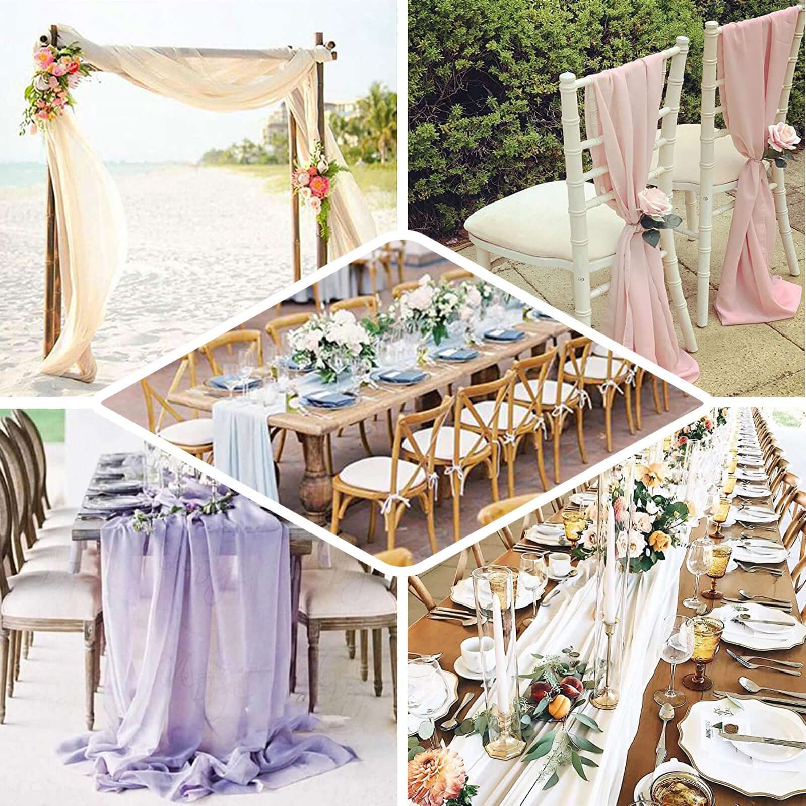 Chiffon Table Runner 6ft White - Stylish & Lightweight Event Table Decor - Image 5