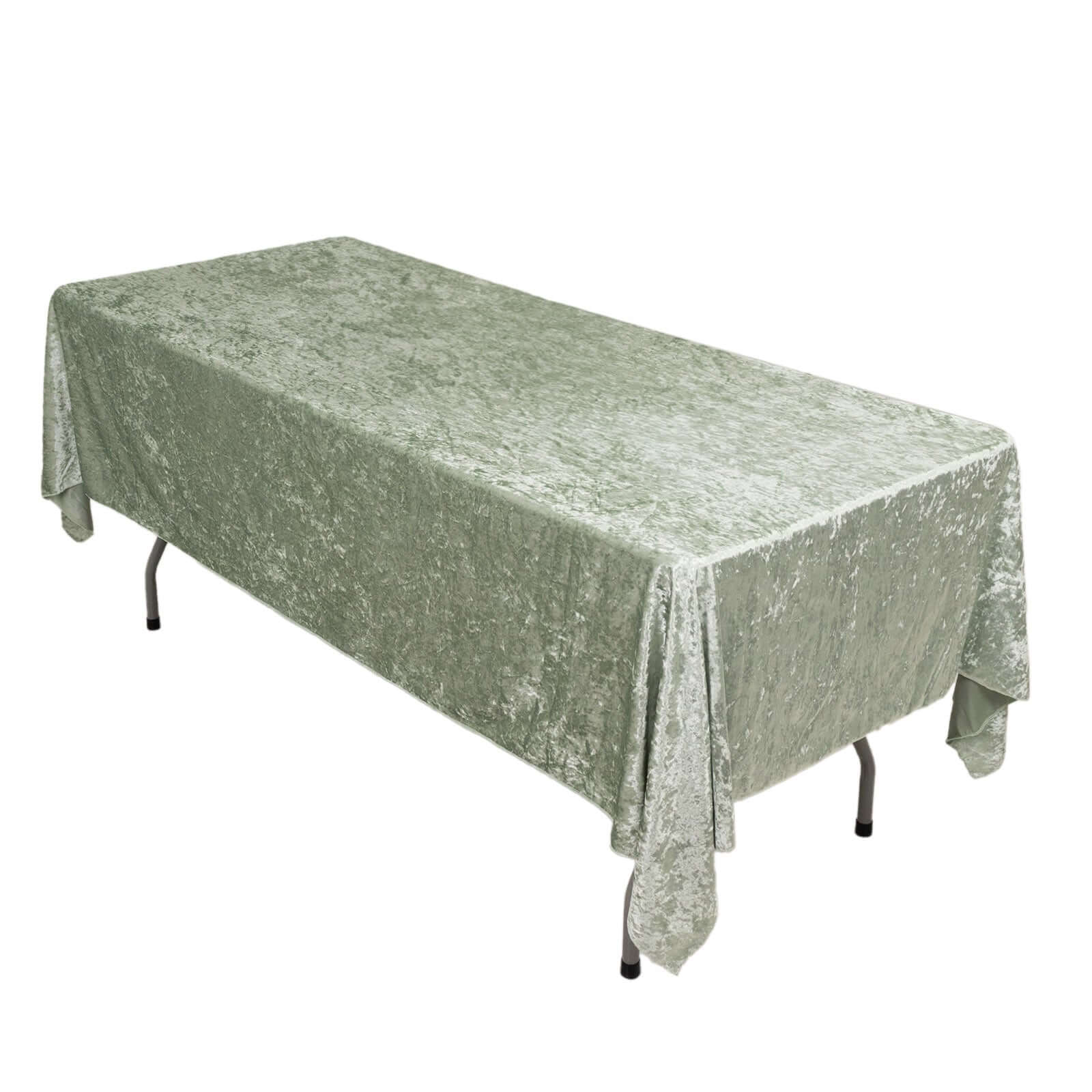 Premium Crushed Velvet Rectangle Tablecloth 60"x102" Sage Green - Soft Textured Feel Reusable Table Cover - Image 3