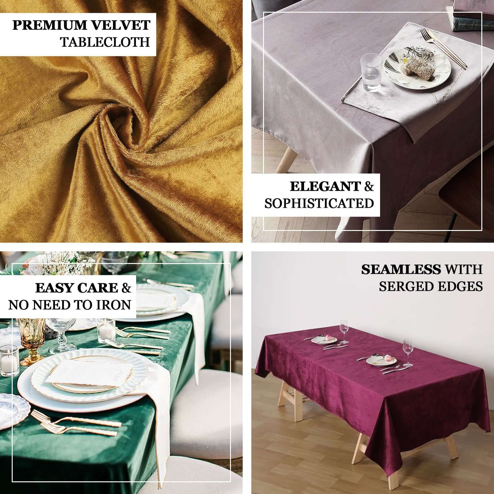 Premium Crushed Velvet Rectangle Tablecloth 60"x102" White - Exquisite Soft Textured Feel Reusable Table Cover - Image 3