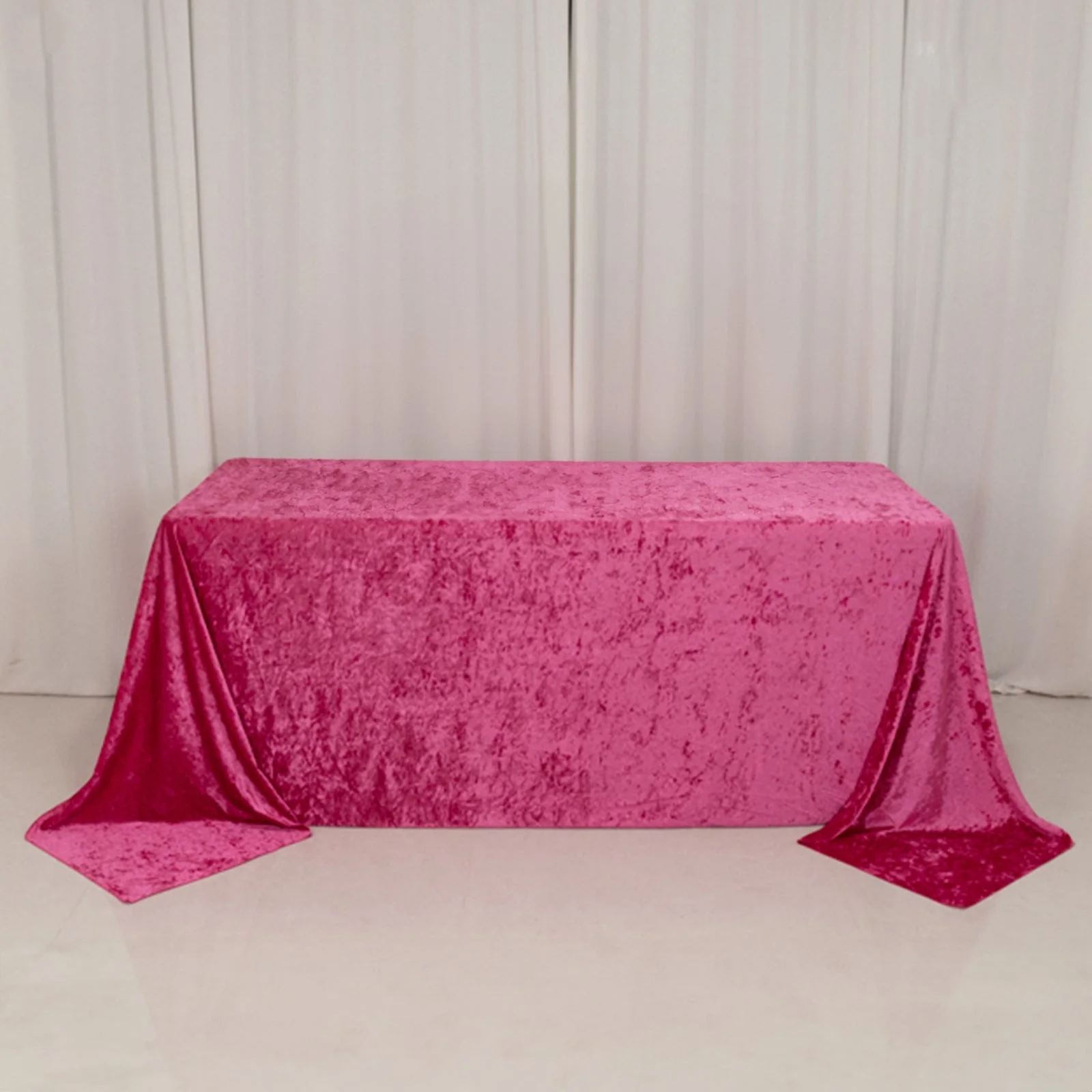 Premium Crushed Velvet Rectangle Tablecloth 90"x132" Fuchsia - Seamless Soft & Reusable Table Cover