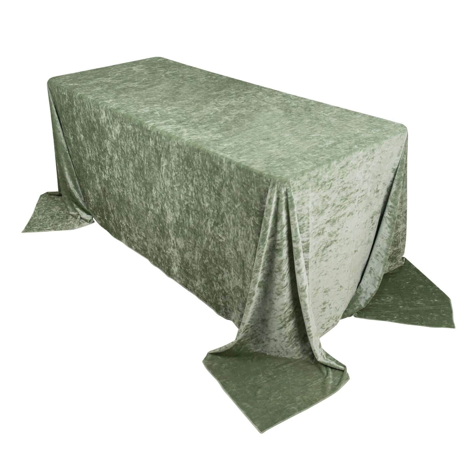 Premium Crushed Velvet Rectangle Tablecloth 90"x132" Sage Green - Seamless Soft & Reusable Table Cover - Image 2