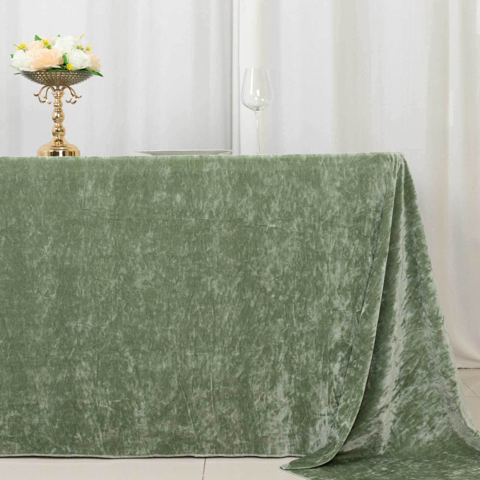 Premium Crushed Velvet Rectangle Tablecloth 90"x132" Sage Green - Seamless Soft & Reusable Table Cover - Image 5