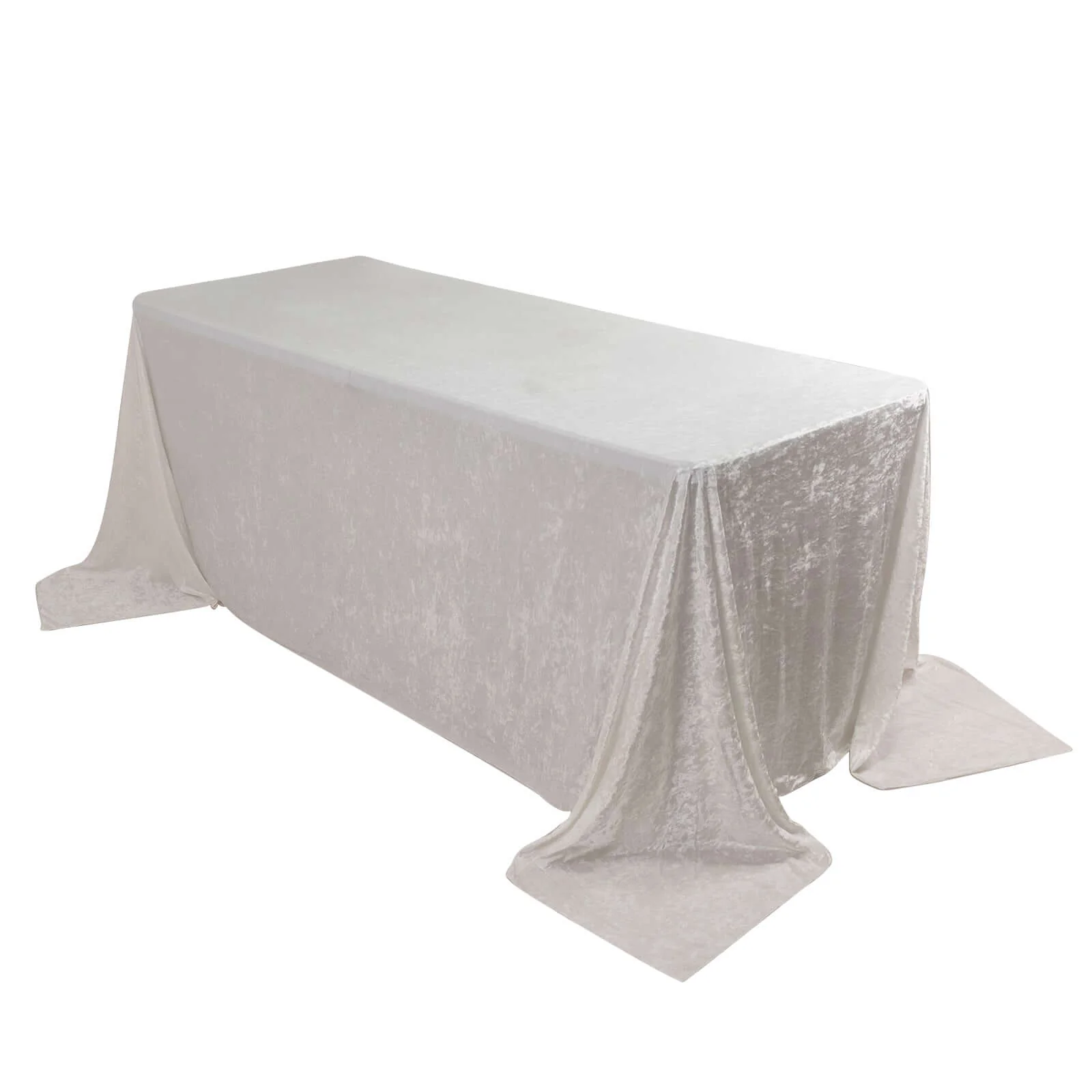 Premium Crushed Velvet Rectangle Tablecloth 90"x132" White - Seamless Soft & Sophisticated Reusable Table Cover - Image 3
