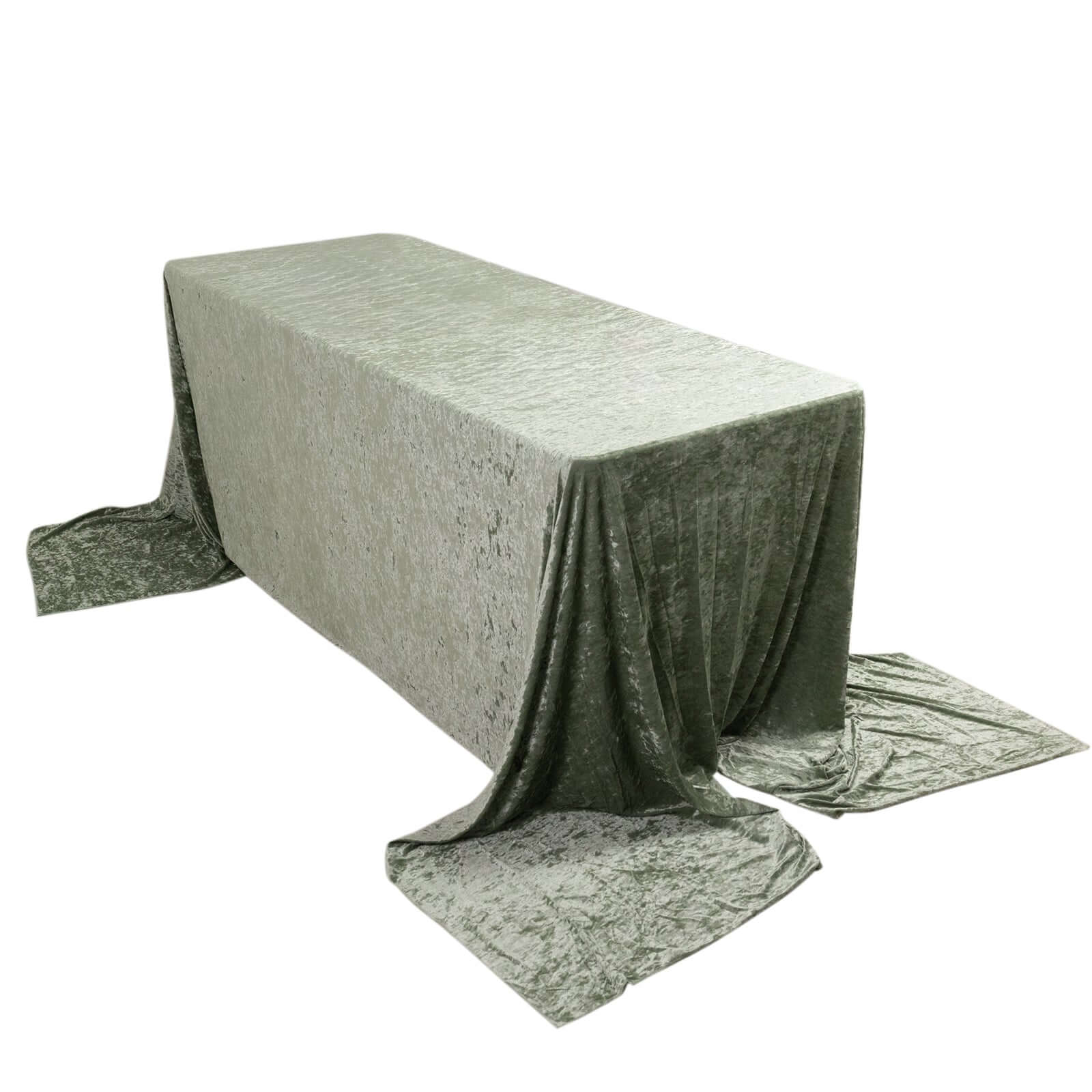 Premium Crushed Velvet Rectangle Tablecloth 90"x156" Sage Green - Seamless Soft & Reusable Table Cover - Image 3