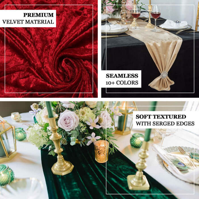 Premium Crushed Velvet Table Runner 12"x108" White - Soft & Classy Table Linen for Events - Image 4