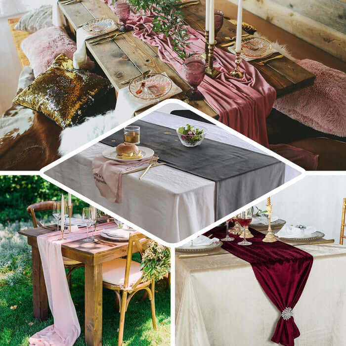 Premium Crushed Velvet Table Runner 12"x108" White - Soft & Classy Table Linen for Events - Image 5
