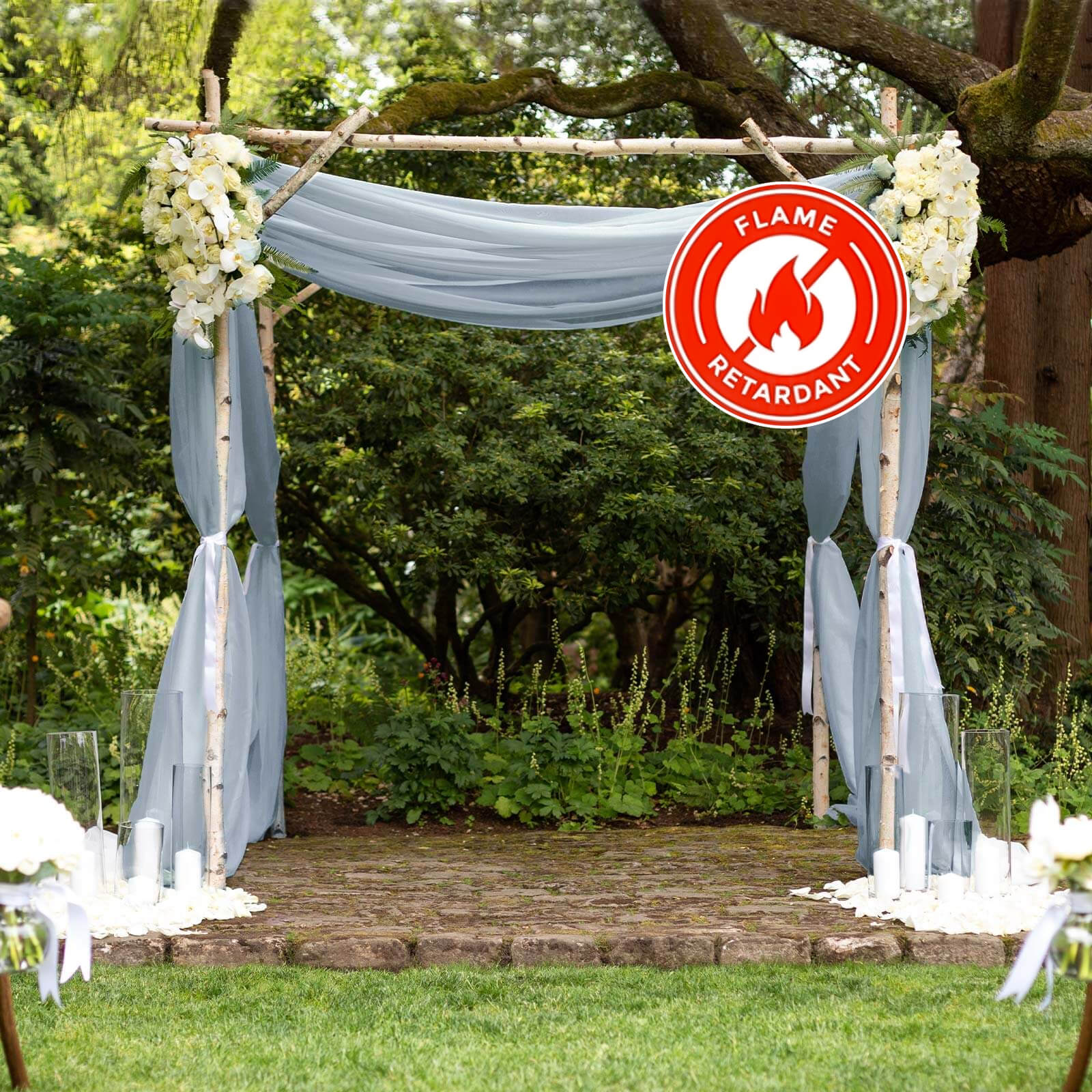 Dusty Blue Chiffon Drape Curtain, Durable Flame Resistant Backdrop Panel Ceiling Decoration With Rod Pocket 5ftx14ft - Image 3