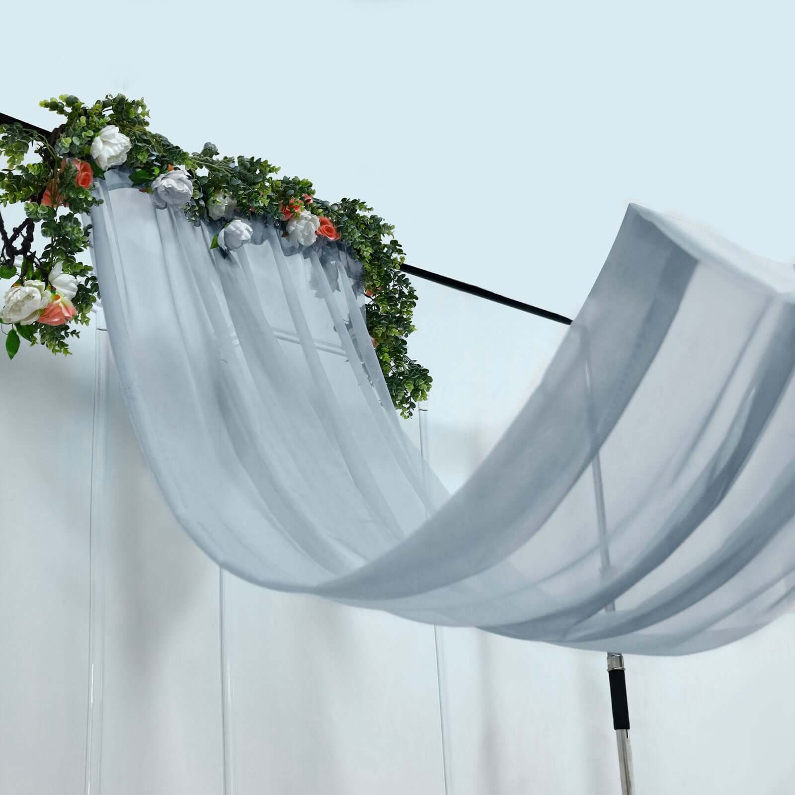 Dusty Blue Chiffon Drape Curtain, Durable Flame Resistant Backdrop Panel Ceiling Decoration With Rod Pocket 5ftx14ft - Image 8