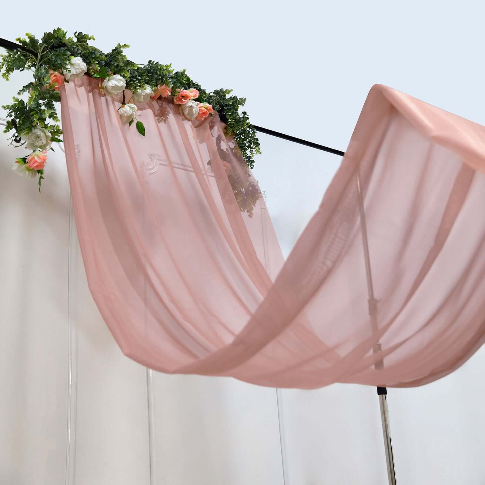 Dusty Rose Chiffon Ceiling Drapery, Durable Flame Resistant Long Curtain Backdrop Panel With Rod Pocket 5ftx32ft - Image 8