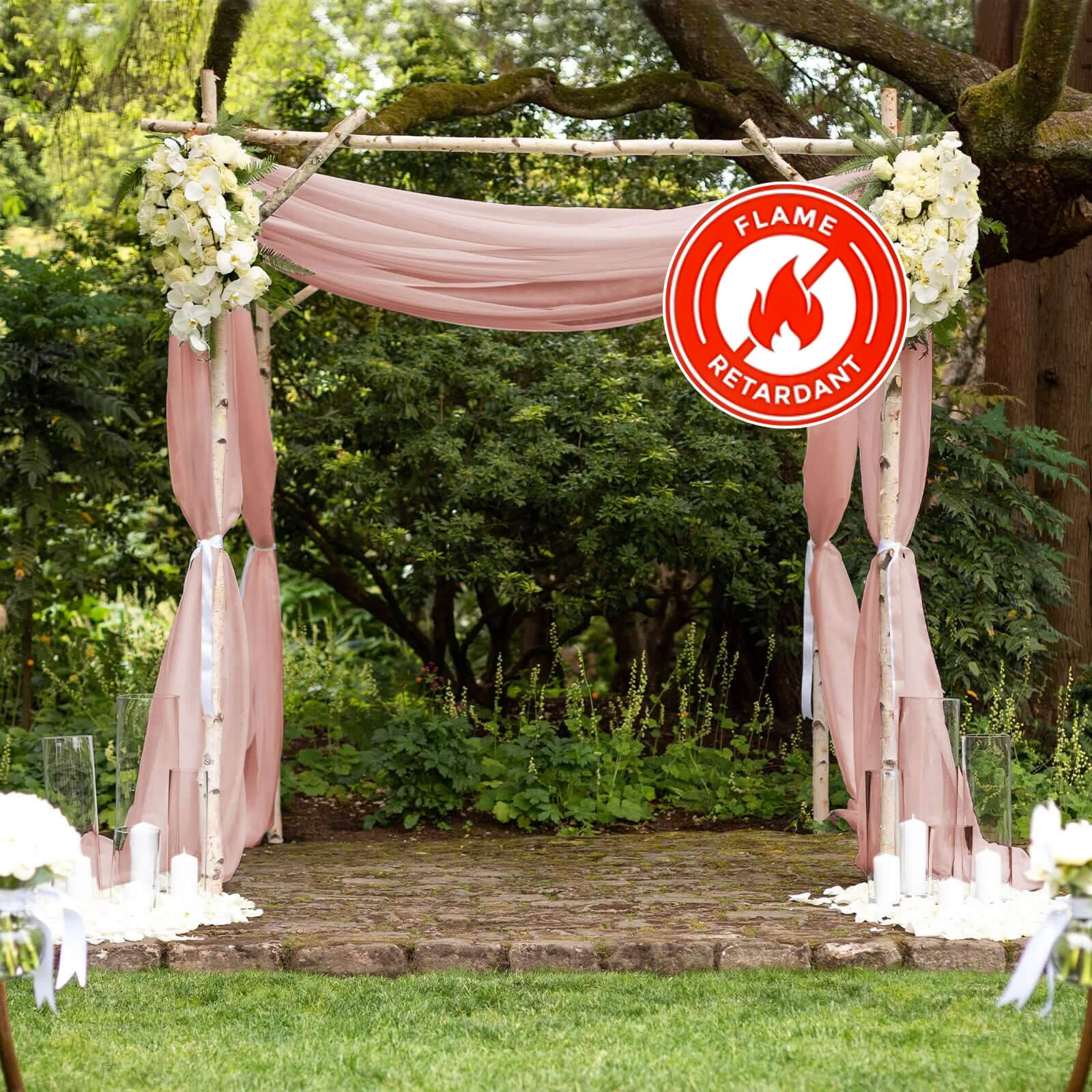 Dusty Rose Chiffon Drape Curtain, Durable Flame Resistant Backdrop Panel Ceiling Decoration With Rod Pocket 5ftx14ft - Image 3