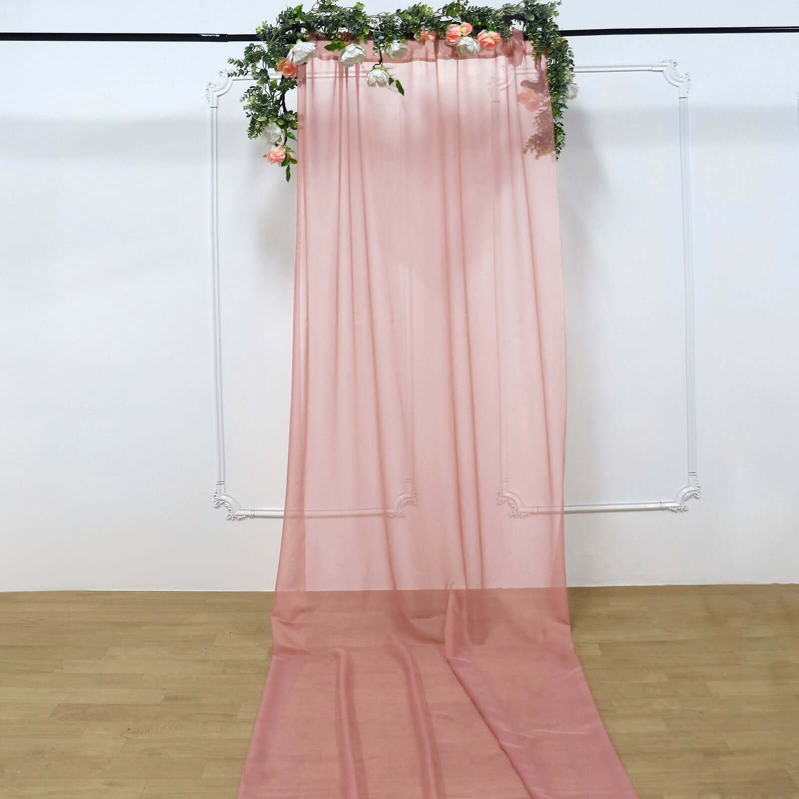 Dusty Rose Chiffon Drape Curtain, Durable Flame Resistant Backdrop Panel Ceiling Decoration With Rod Pocket 5ftx14ft - Image 6
