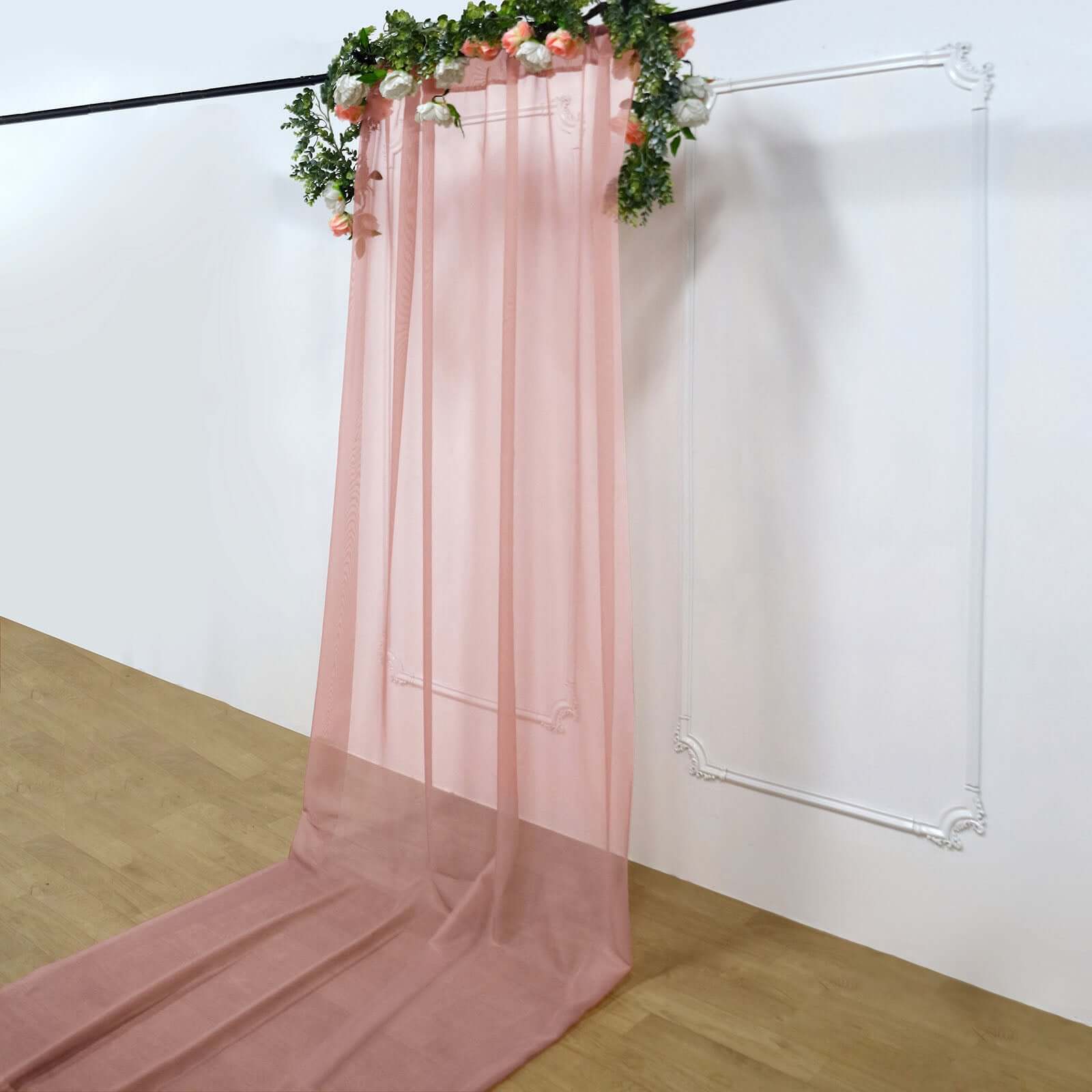 Dusty Rose Chiffon Drape Curtain, Durable Flame Resistant Backdrop Panel Ceiling Decoration With Rod Pocket 5ftx14ft - Image 8