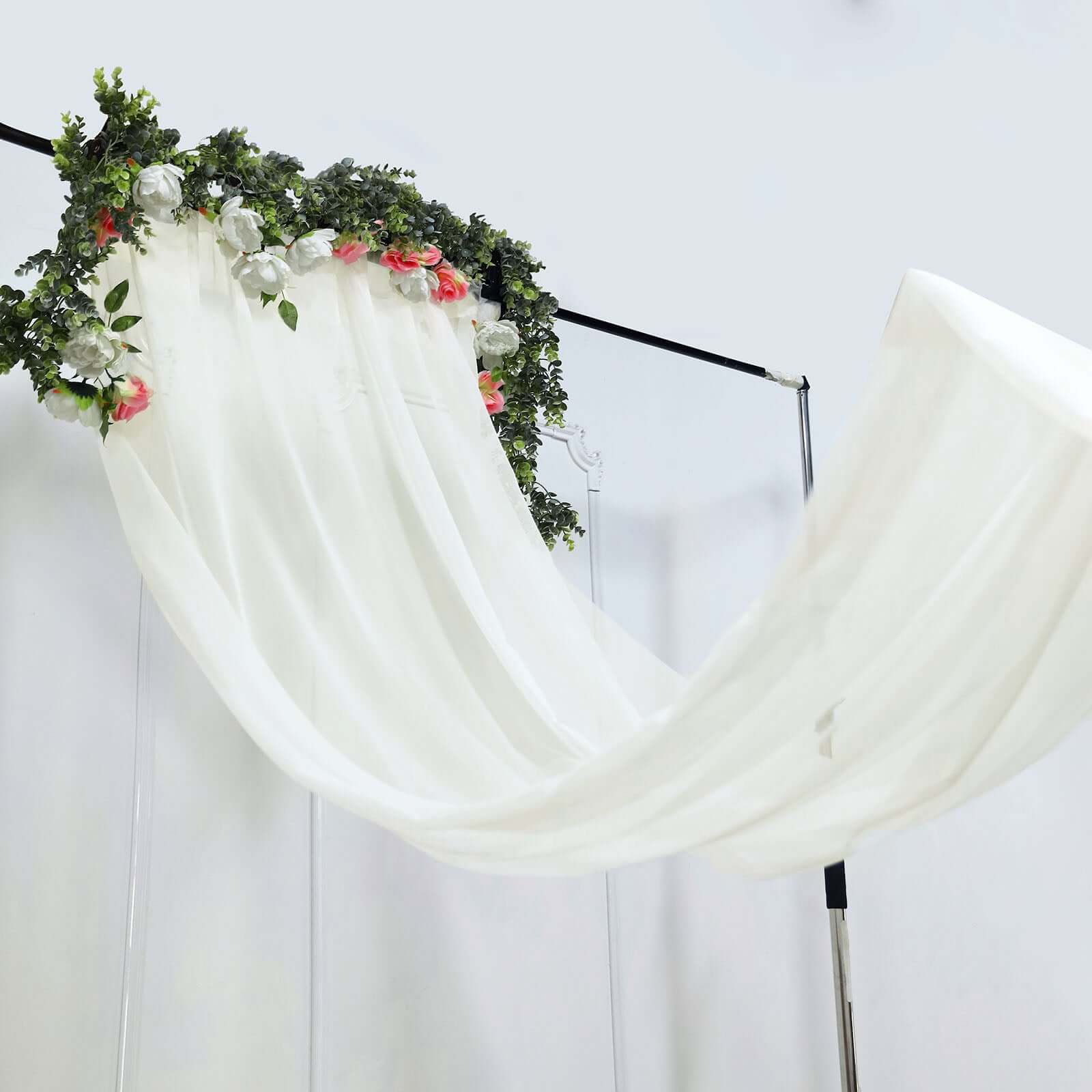 Ivory Chiffon Ceiling Drapery, Durable Flame Resistant Long Curtain Backdrop Panel With Rod Pocket 5ftx32ft - Image 5