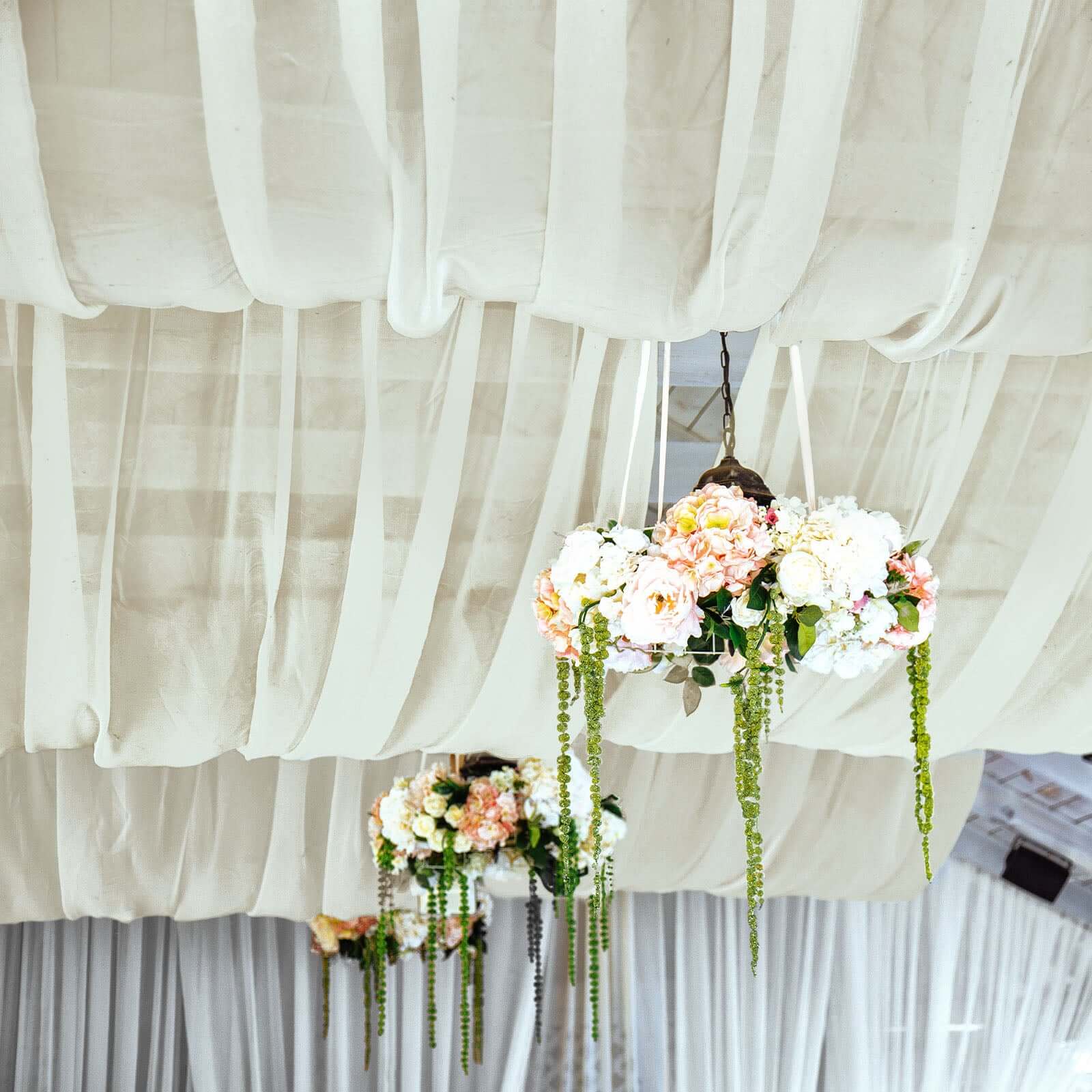 Ivory Chiffon Ceiling Drapery, Durable Flame Resistant Long Curtain Backdrop Panel With Rod Pocket 5ftx32ft - Image 6