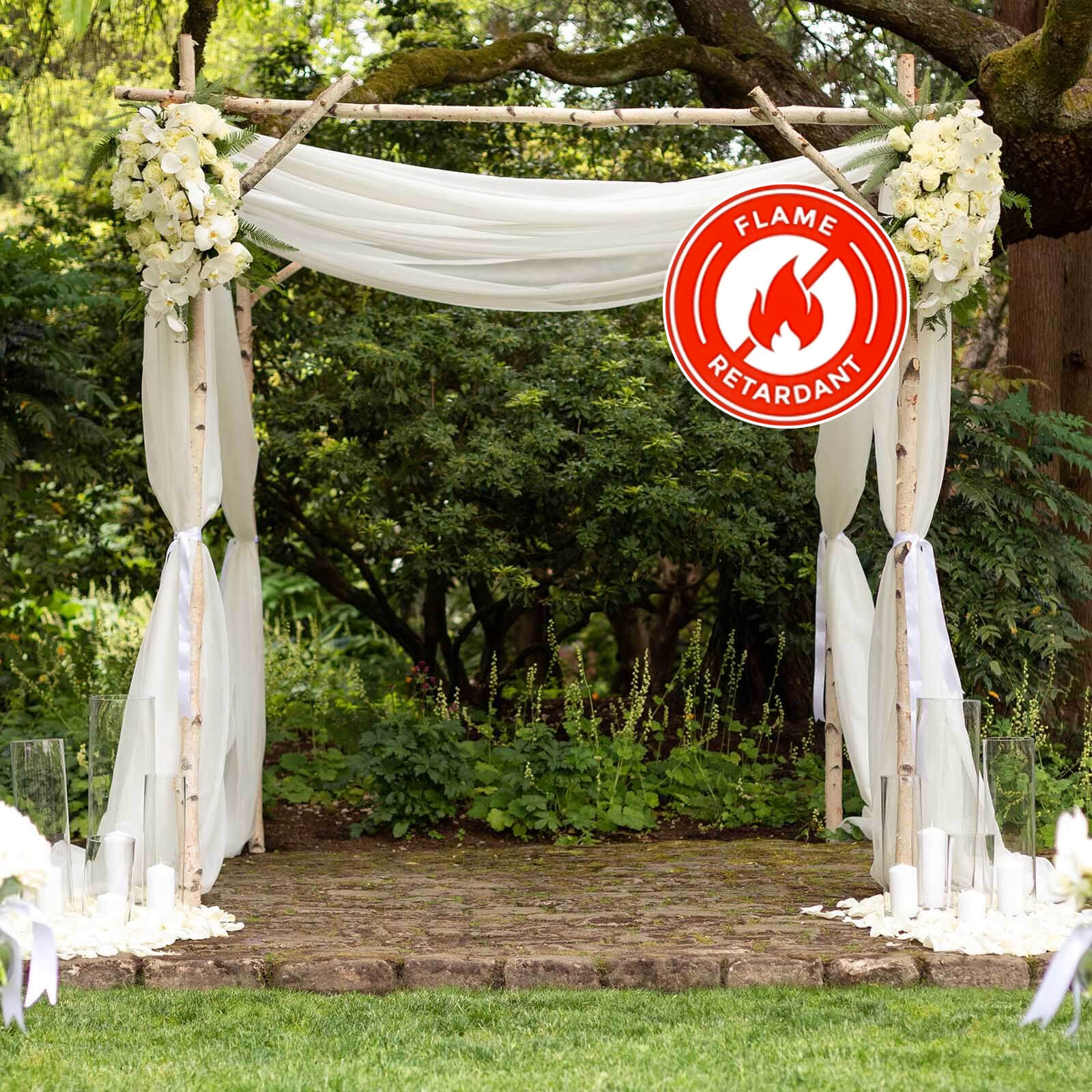 Ivory Chiffon Drape Curtain, Durable Flame Resistant Backdrop Panel Ceiling Decoration With Rod Pocket 5ftx14ft - Image 3