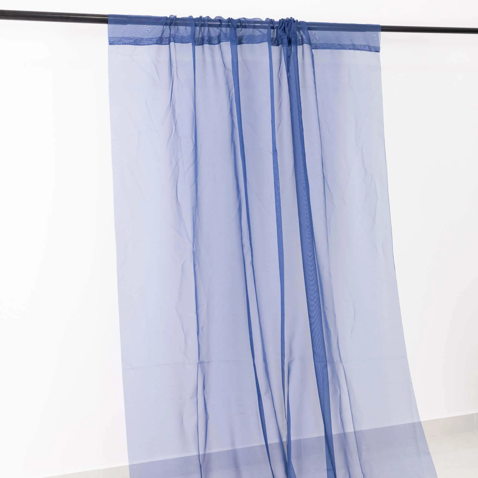 Navy Blue Chiffon Ceiling Drapery, Durable Flame Resistant Long Curtain Backdrop Panel With Rod Pocket 5ftx32ft - Image 2