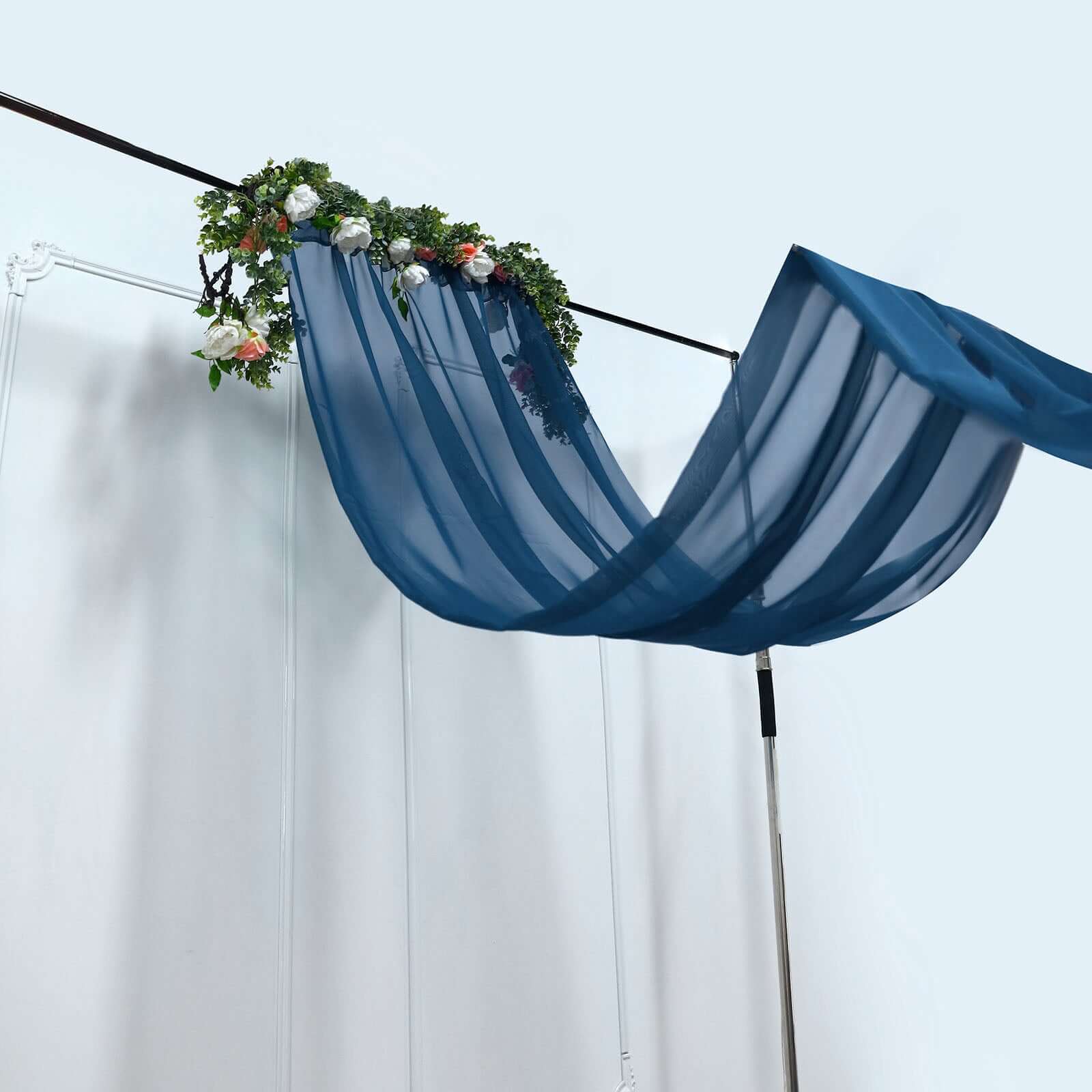 Navy Blue Chiffon Drape Curtain, Durable Flame Resistant Backdrop Panel Ceiling Decoration With Rod Pocket 5ftx14ft - Image 8