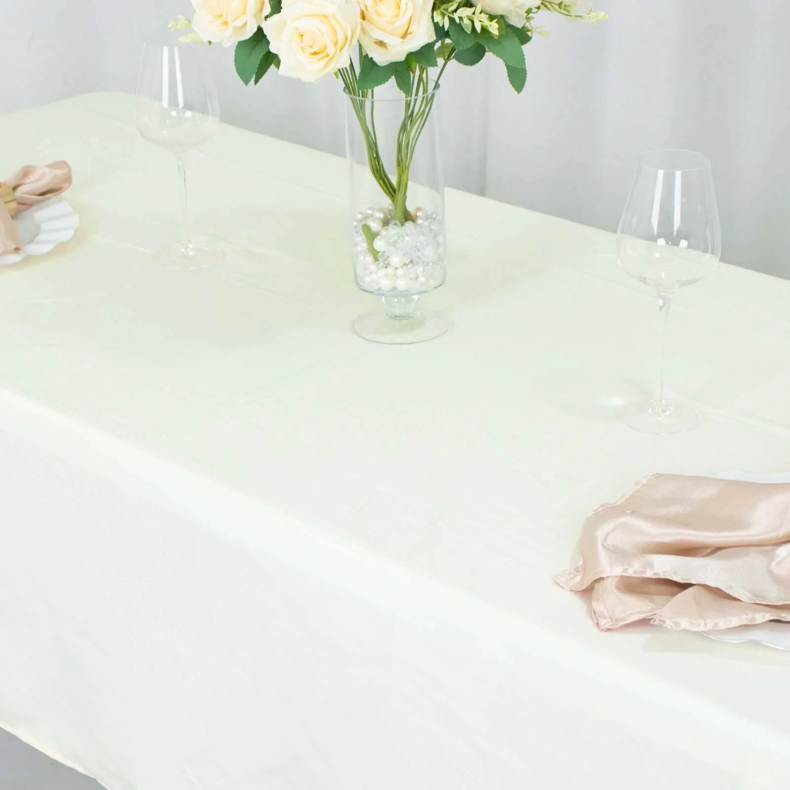 Premium Polyester Rectangle Tablecloth 54"x96" Ivory - 220GSM Wrinkle-Resistant Table Cover - Image 4