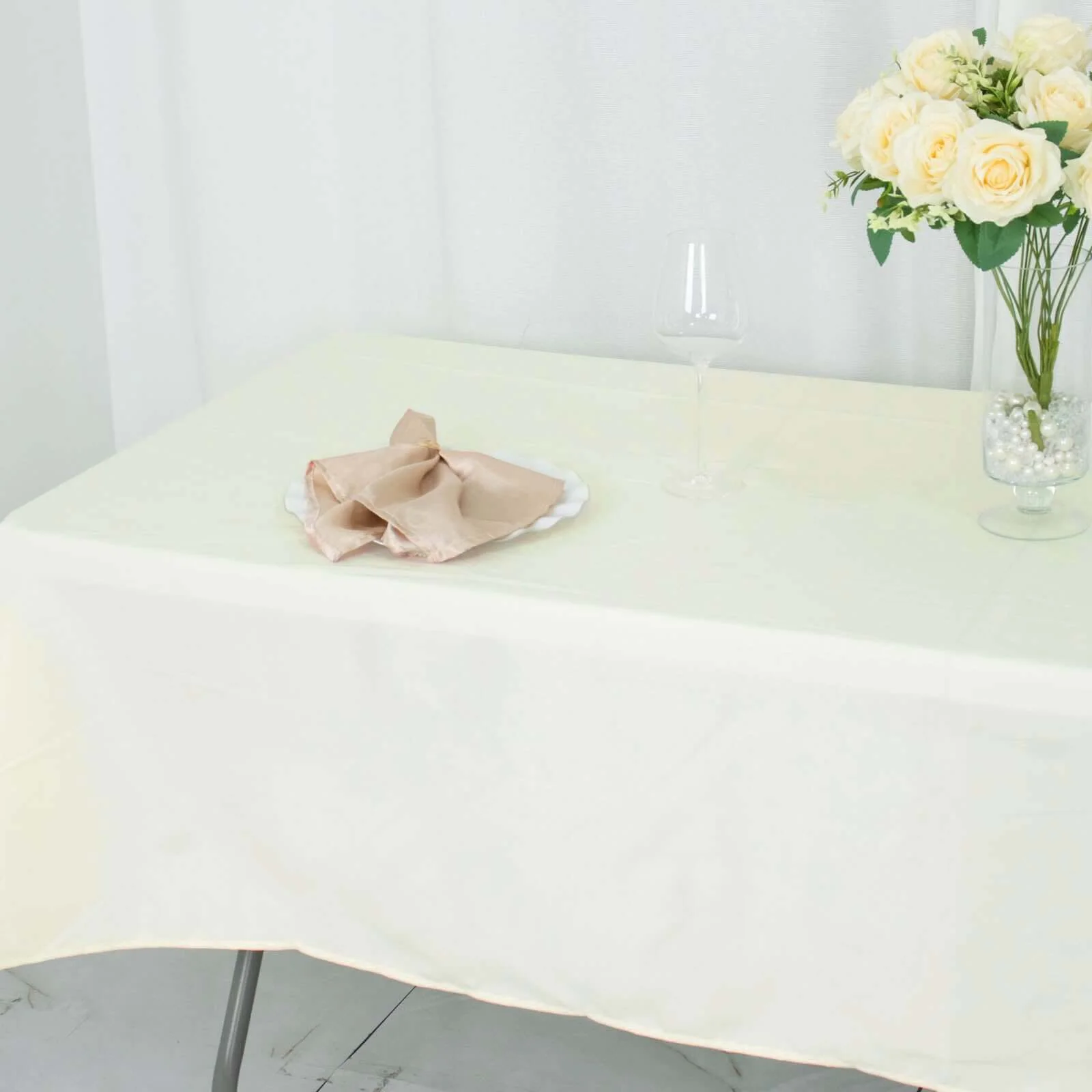 Premium Polyester Rectangle Tablecloth 54"x96" Ivory - 220GSM Wrinkle-Resistant Table Cover - Image 6