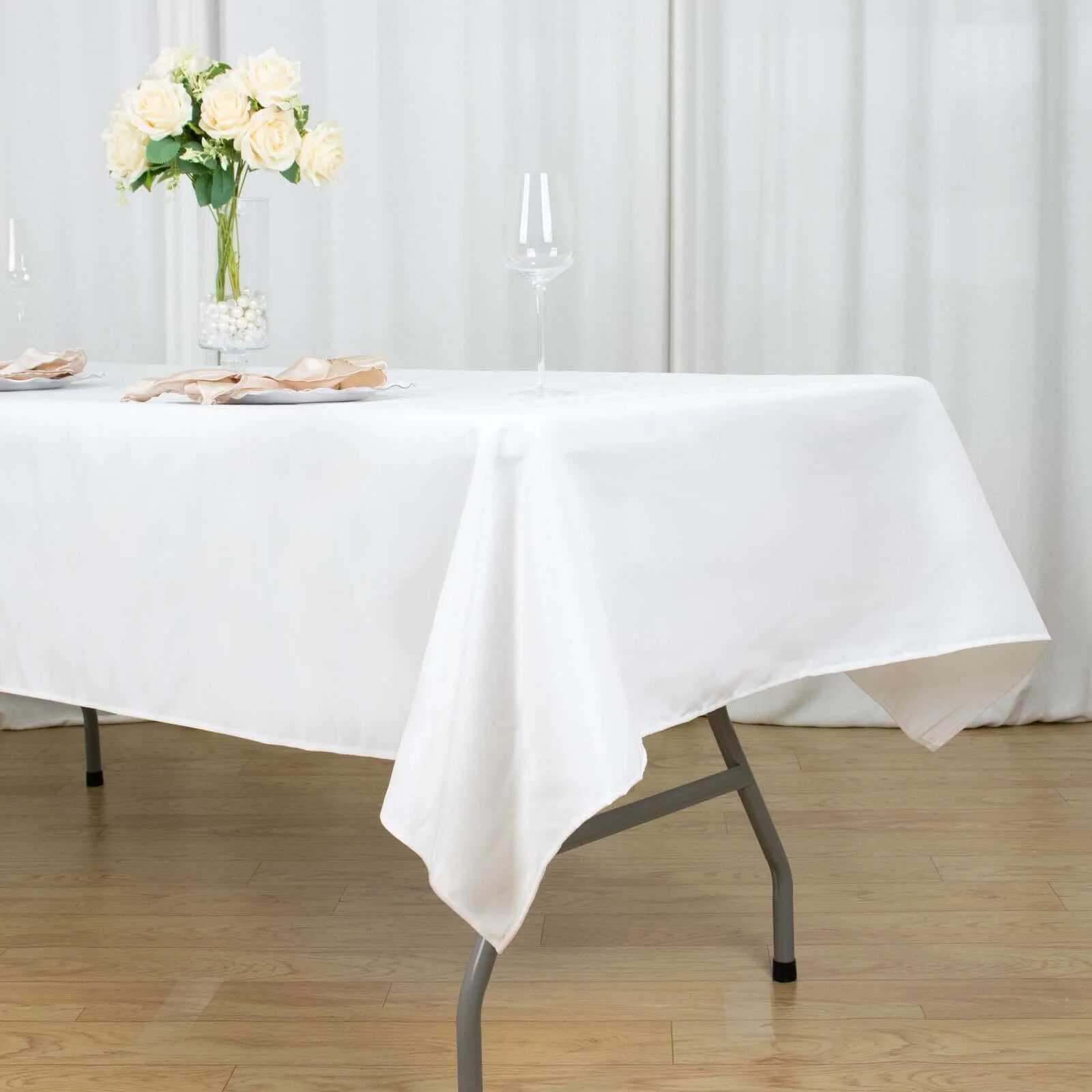 Premium Polyester Rectangle Tablecloth 54"x96" White - 220GSM Wrinkle-Resistant & Stain-Proof Design - Image 3