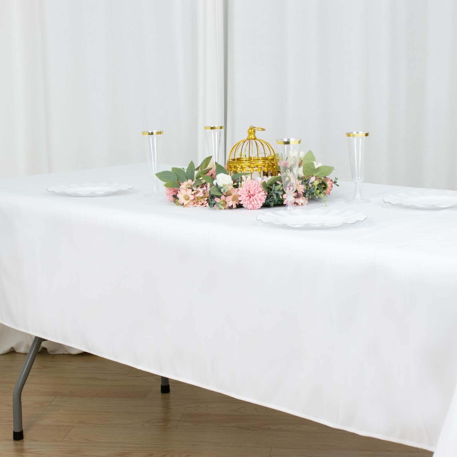 Premium Polyester Rectangle Tablecloth 54"x96" White - 220GSM Wrinkle-Resistant & Stain-Proof Design - Image 7