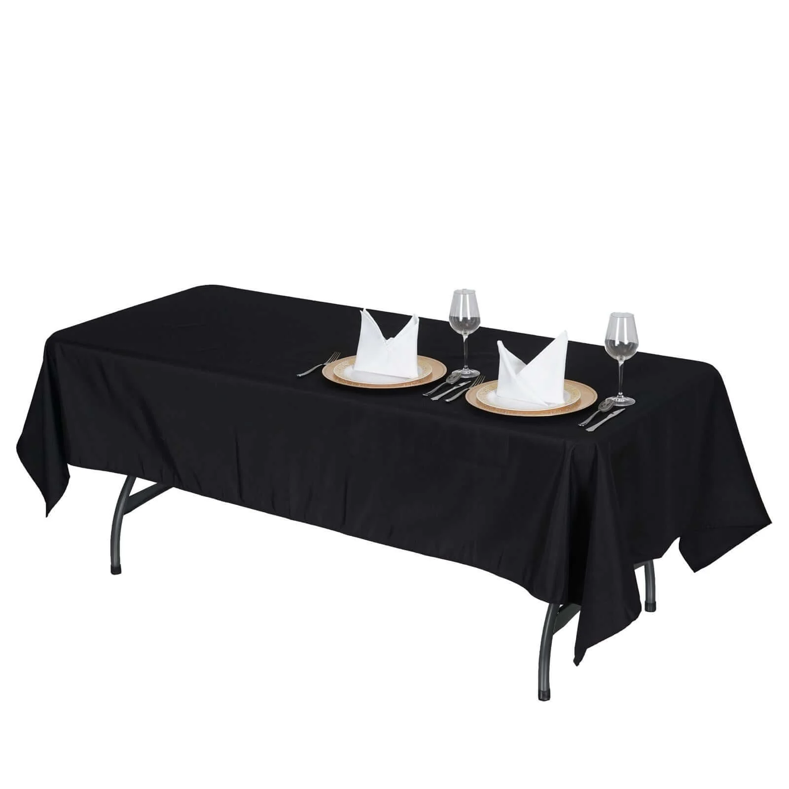 Premium Polyester Rectangle Tablecloth 60"x102" Black - 220GSM Wrinkle-Resistant & Stain-Proof Finish - Image 5