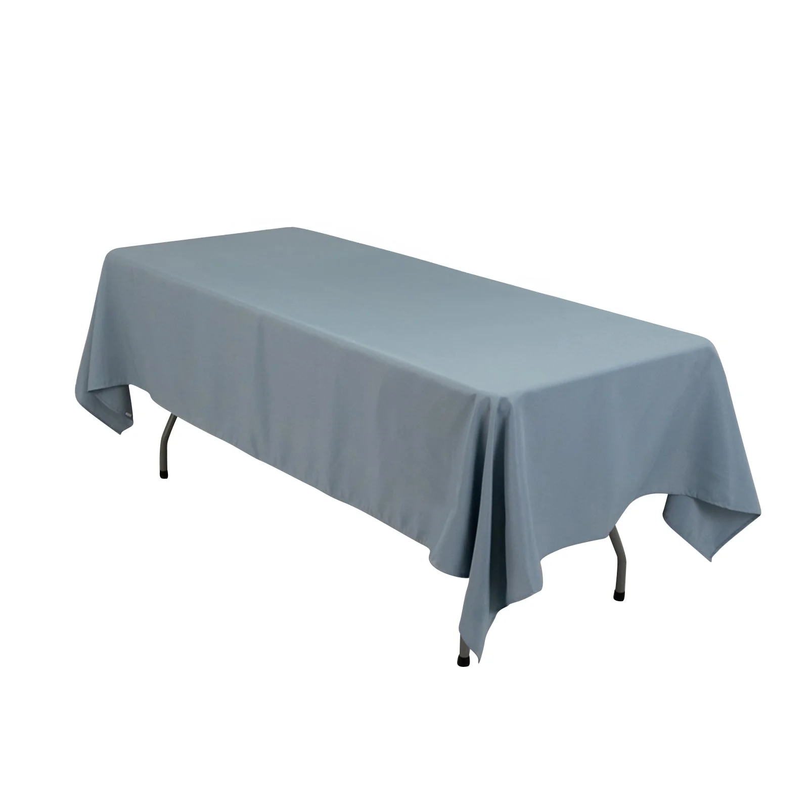 Premium Polyester Rectangle Tablecloth 60"x102" Dusty Blue - 220GSM Wrinkle-Resistant Table Cover - Image 3