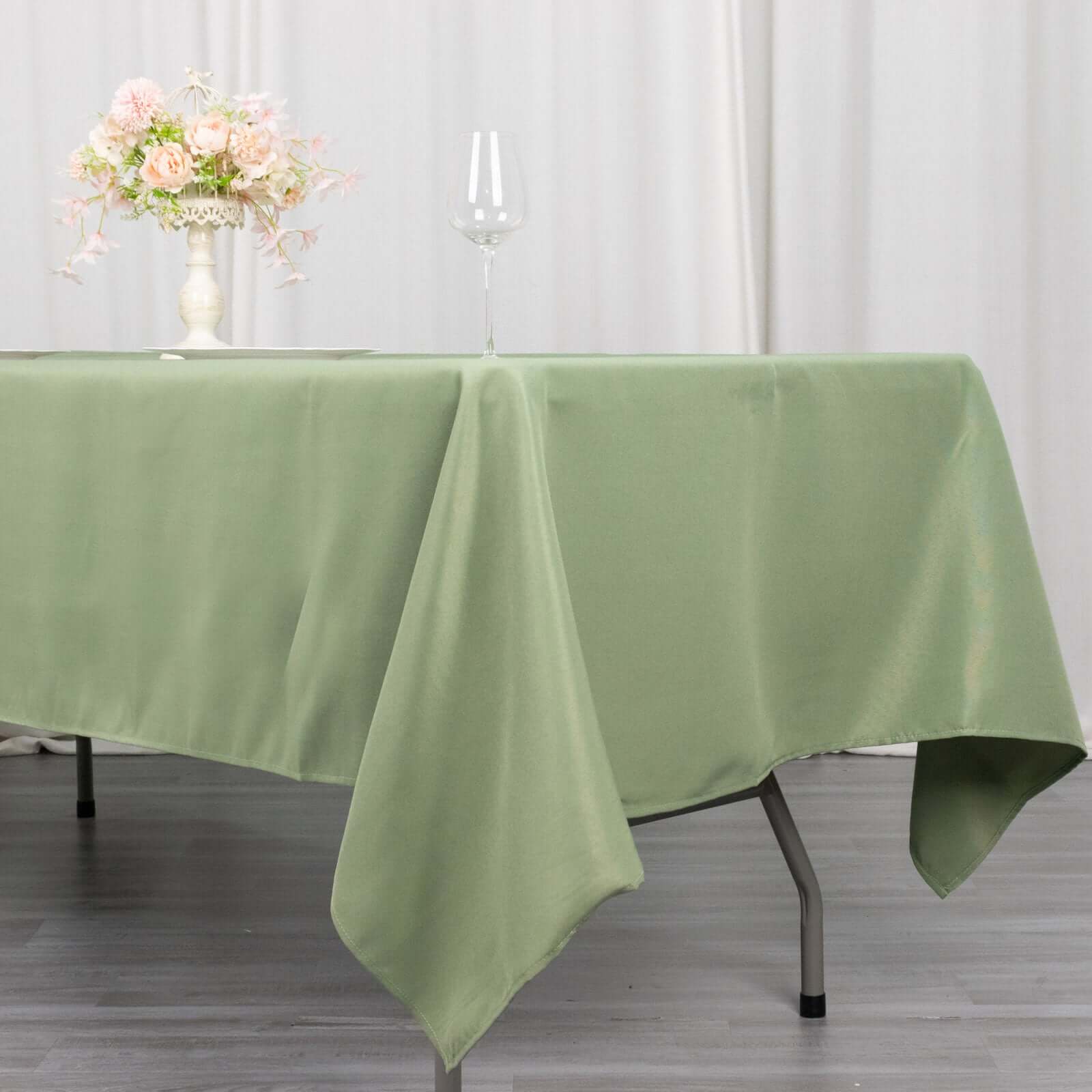 Premium Polyester Rectangle Tablecloth 60"x102" Dusty Sage Green - 220GSM Wrinkle-Resistant Table Cover - Image 2
