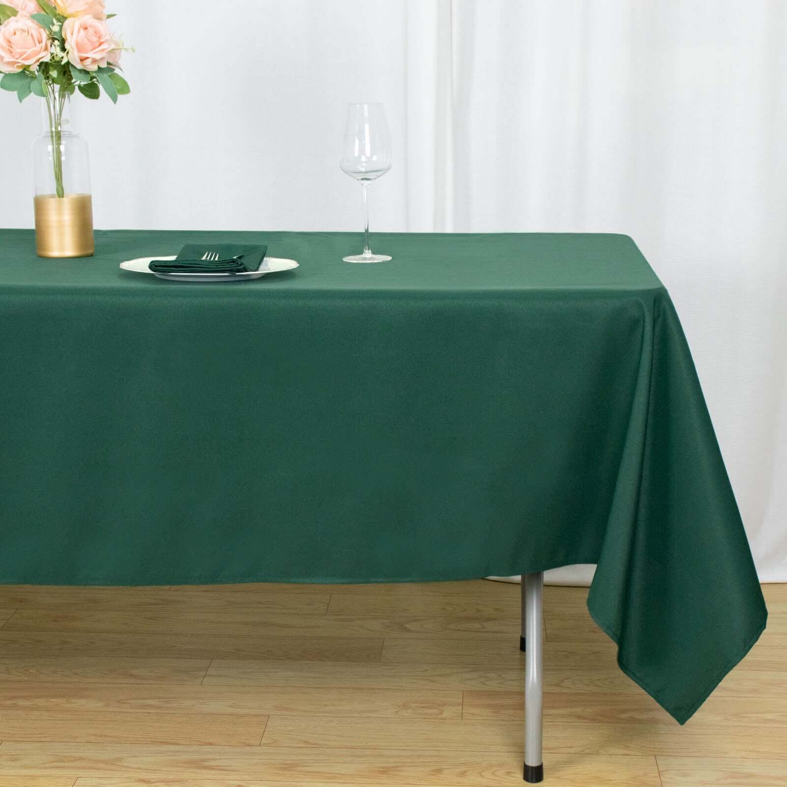Premium Polyester Rectangle Tablecloth 60"x102" Hunter Emerald Green - 220GSM Wrinkle-Resistant Table Cover - Image 2