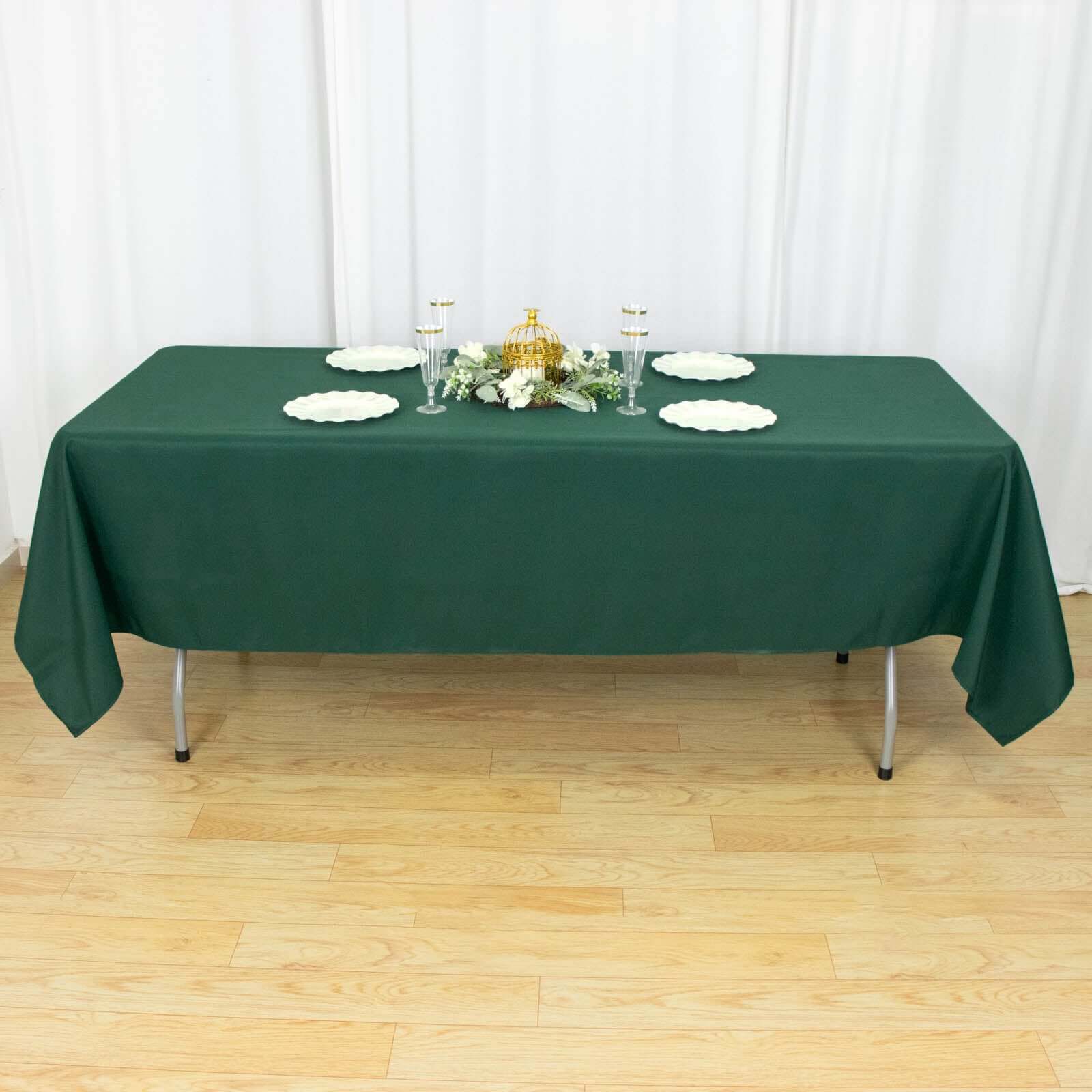 Premium Polyester Rectangle Tablecloth 60"x102" Hunter Emerald Green - 220GSM Wrinkle-Resistant Table Cover - Image 6