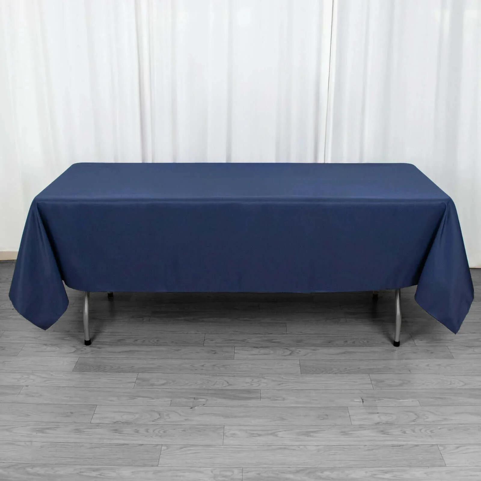 Premium Polyester Rectangle Tablecloth 60"x102" Navy Blue - 220GSM Wrinkle-Resistant Table Cover