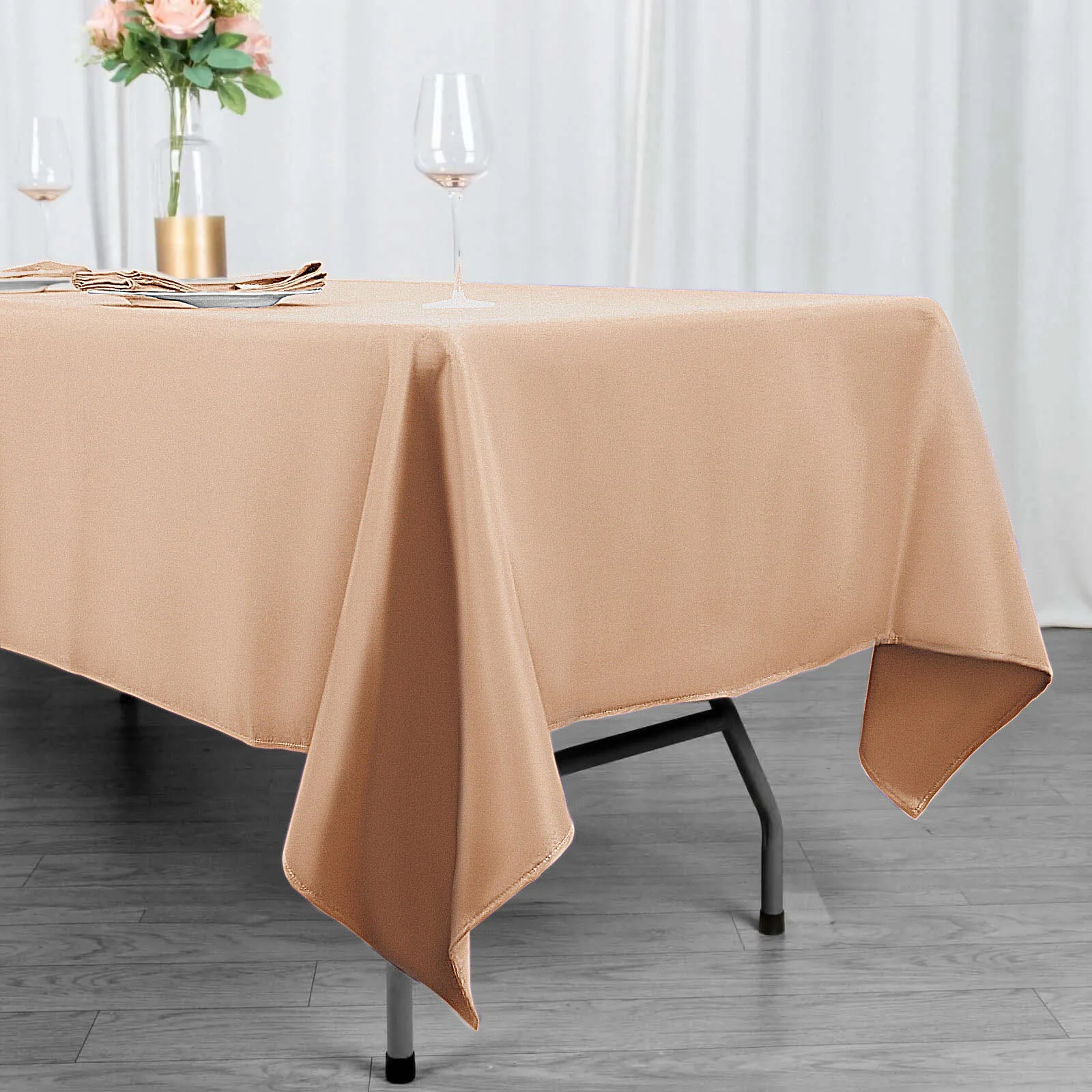 Premium Polyester Rectangle Tablecloth 60"x102" Nude - 220GSM Wrinkle-Resistant Table Cover - Image 2