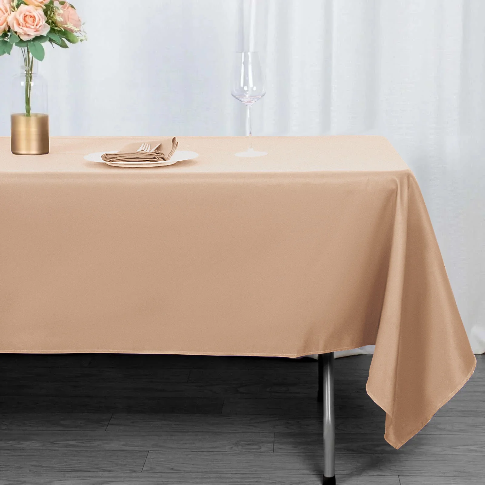 Premium Polyester Rectangle Tablecloth 60"x102" Nude - 220GSM Wrinkle-Resistant Table Cover - Image 7