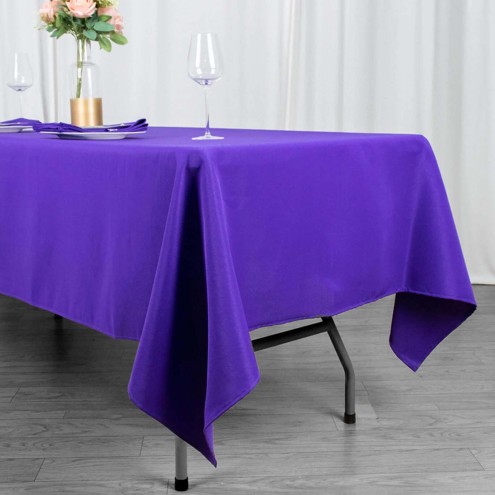 Premium Polyester Rectangle Tablecloth 60"x102" Purple - 220GSM Wrinkle-Resistant Table Cover - Image 2