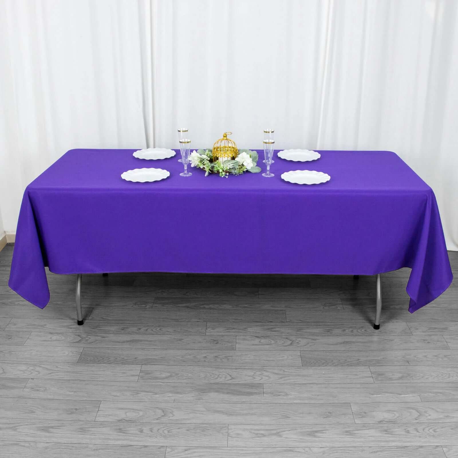 Premium Polyester Rectangle Tablecloth 60"x102" Purple - 220GSM Wrinkle-Resistant Table Cover - Image 5
