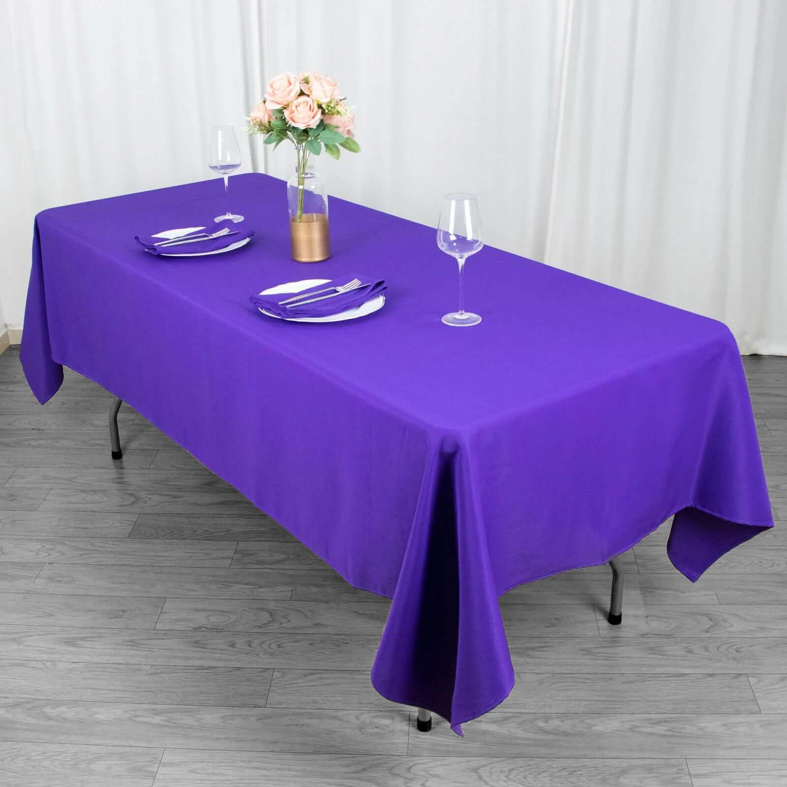 Premium Polyester Rectangle Tablecloth 60"x102" Purple - 220GSM Wrinkle-Resistant Table Cover - Image 7