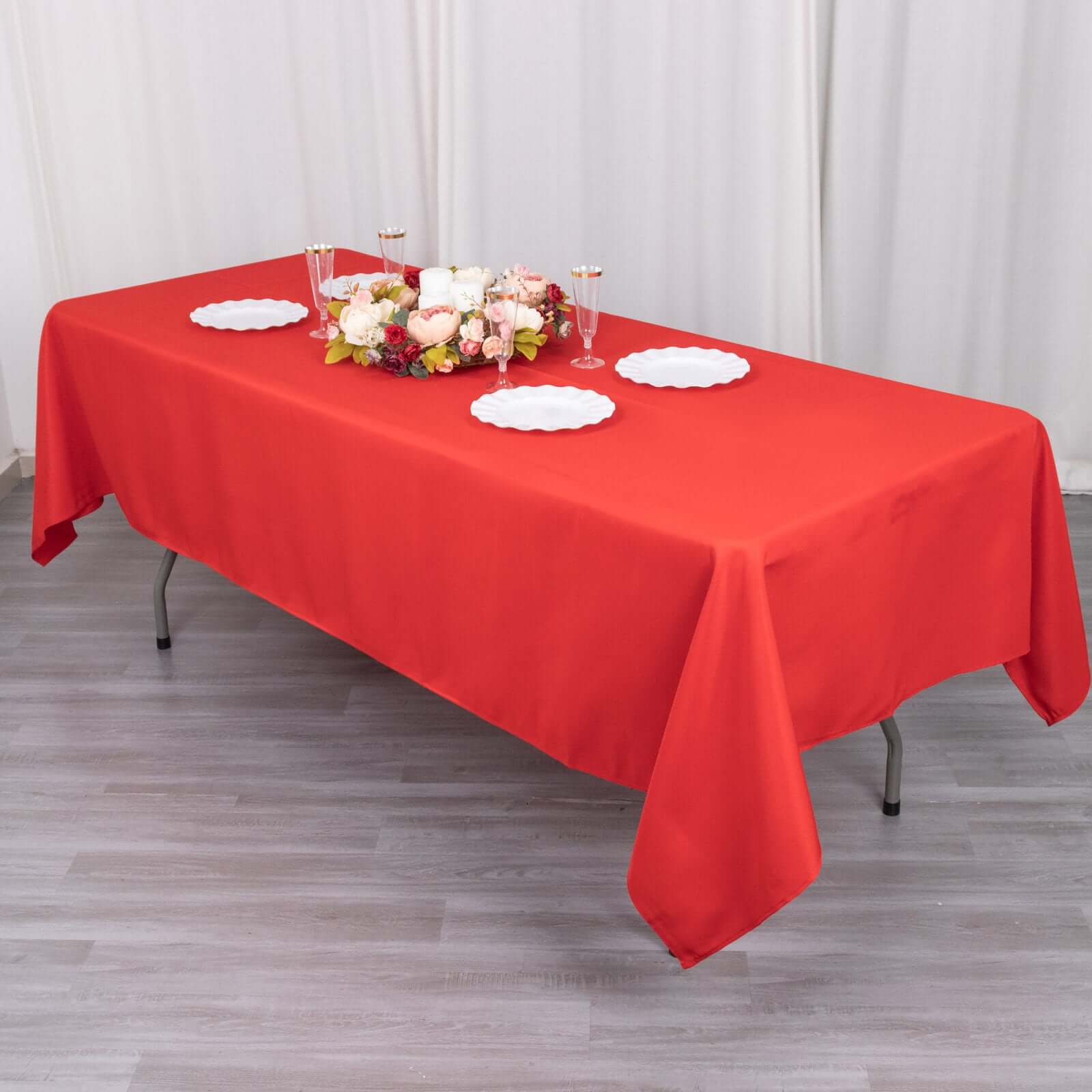 Premium Polyester Rectangle Tablecloth 60"x102" Red - 220GSM Wrinkle-Resistant Table Cover - Image 7