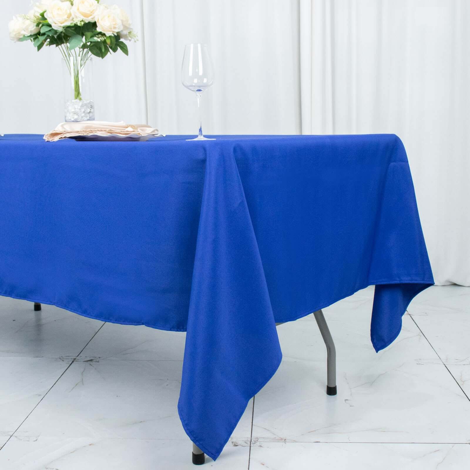 Premium Polyester Rectangle Tablecloth 60"x102" Royal Blue - 220GSM Wrinkle-Resistant Table Cover - Image 2