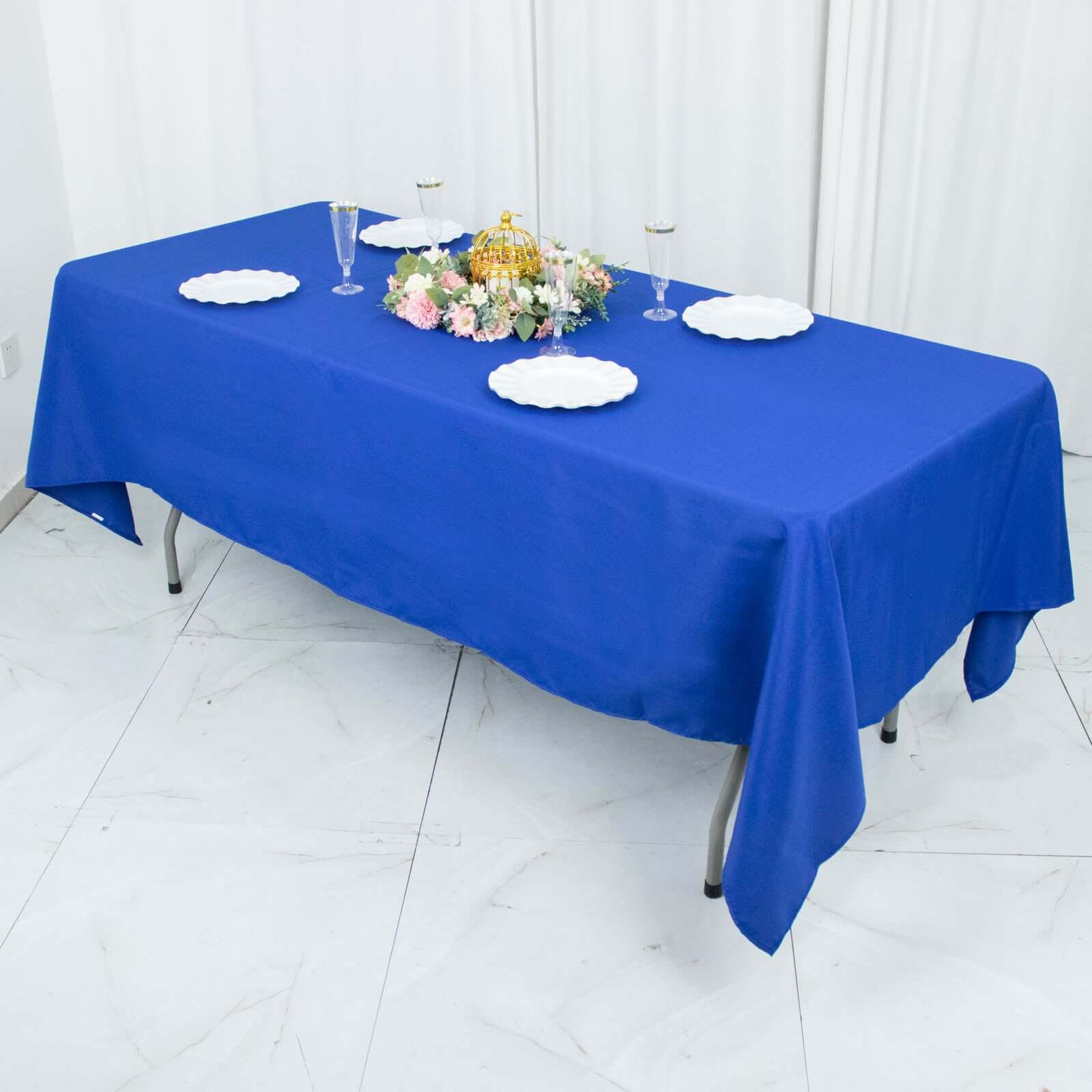 Premium Polyester Rectangle Tablecloth 60"x102" Royal Blue - 220GSM Wrinkle-Resistant Table Cover - Image 3