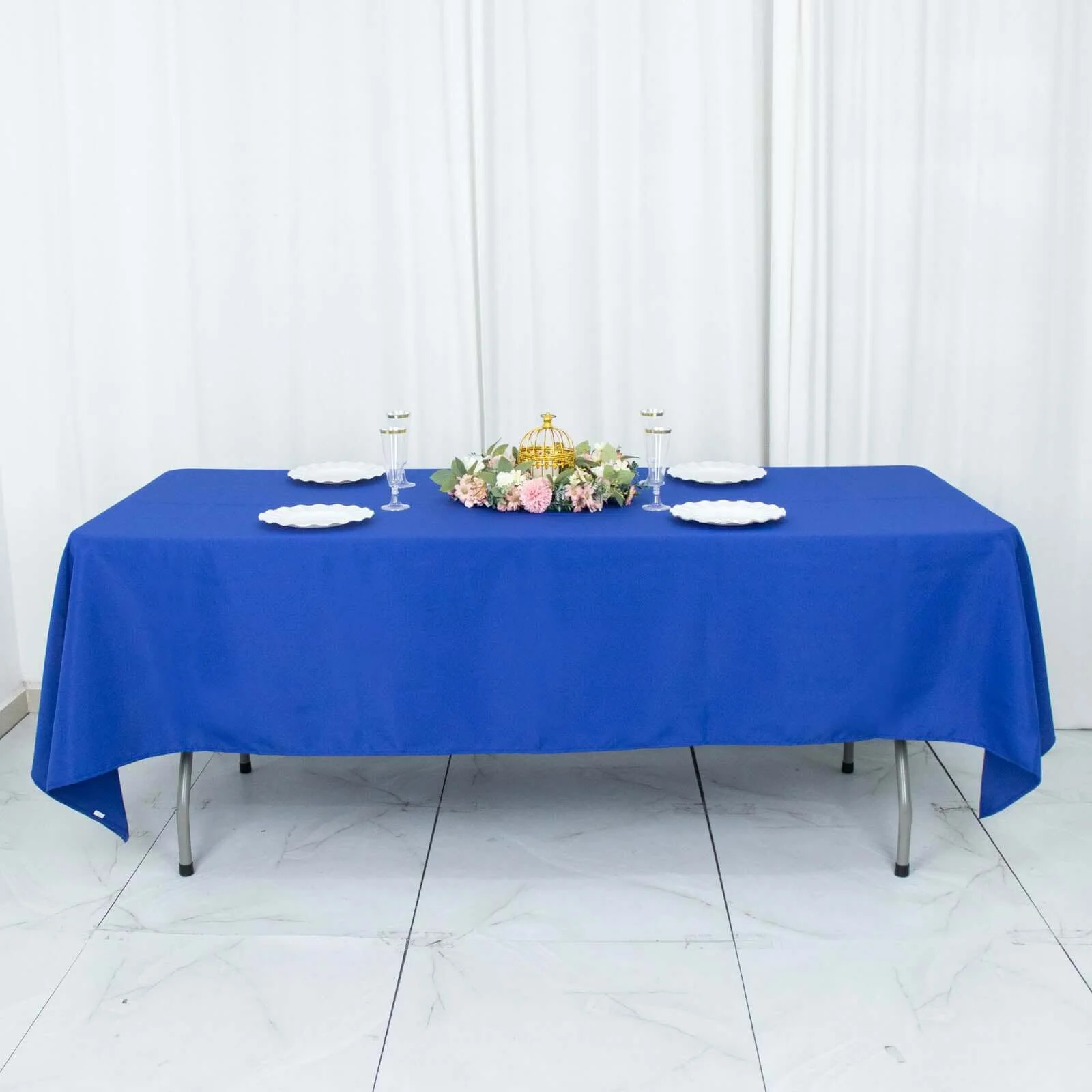 Premium Polyester Rectangle Tablecloth 60"x102" Royal Blue - 220GSM Wrinkle-Resistant Table Cover - Image 7