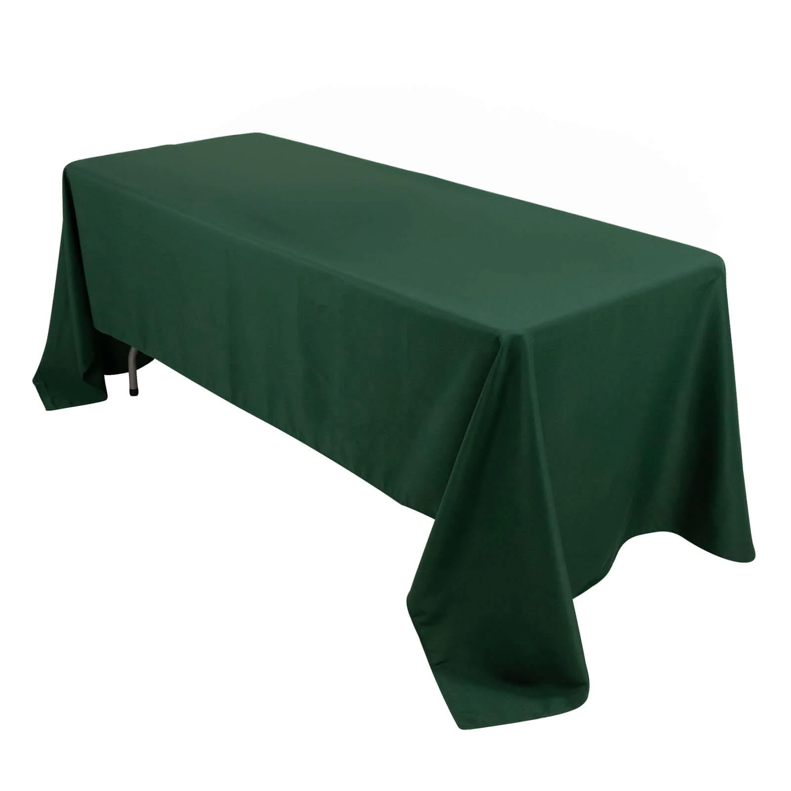 Premium Polyester Rectangle Tablecloth 60"x126" Hunter Emerald Green - 220GSM Wrinkle-Resistant Table Cover - Image 3