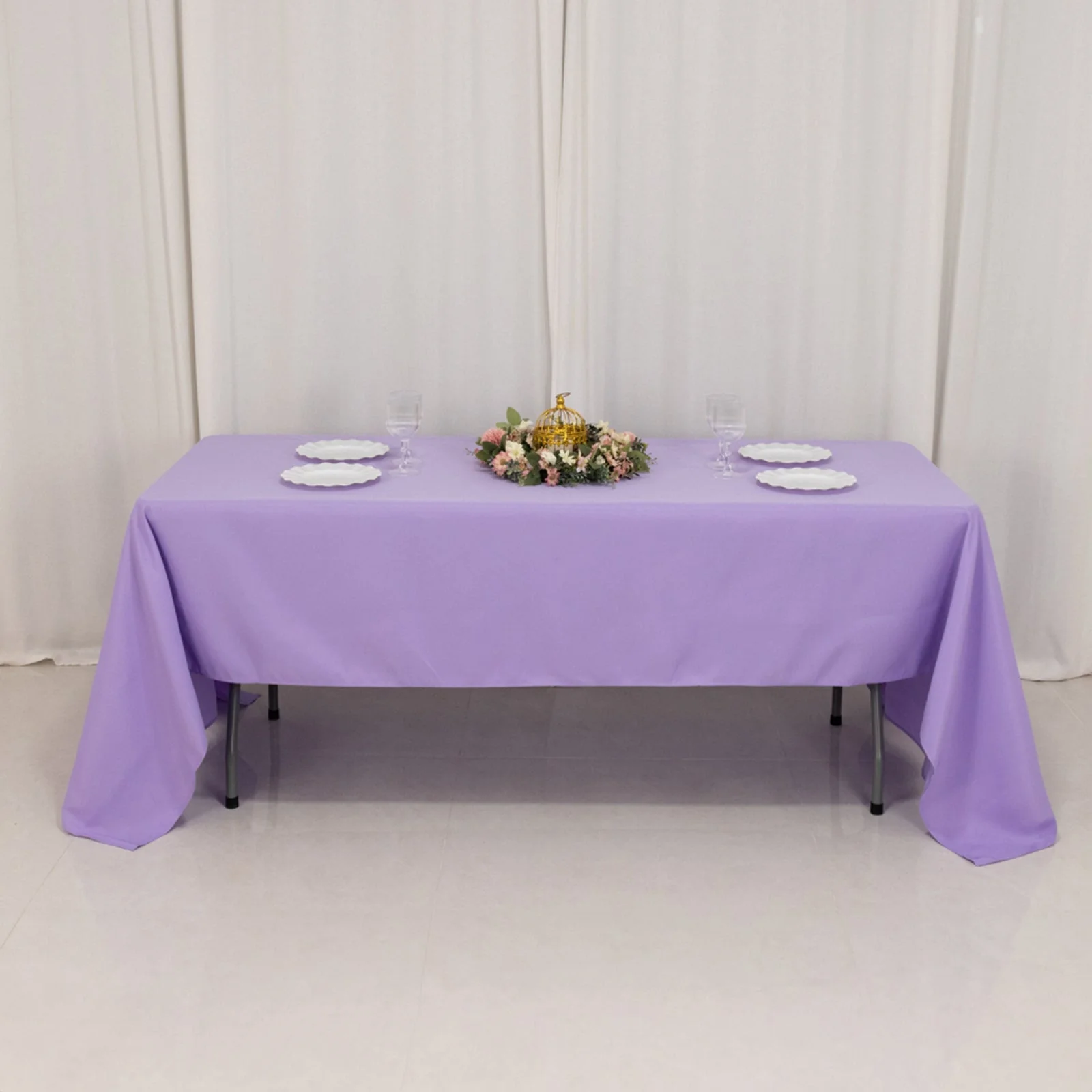 Premium Polyester Rectangle Tablecloth 60"x126" Lavender Lilac - 220GSM Wrinkle-Resistant Table Cover - Image 6