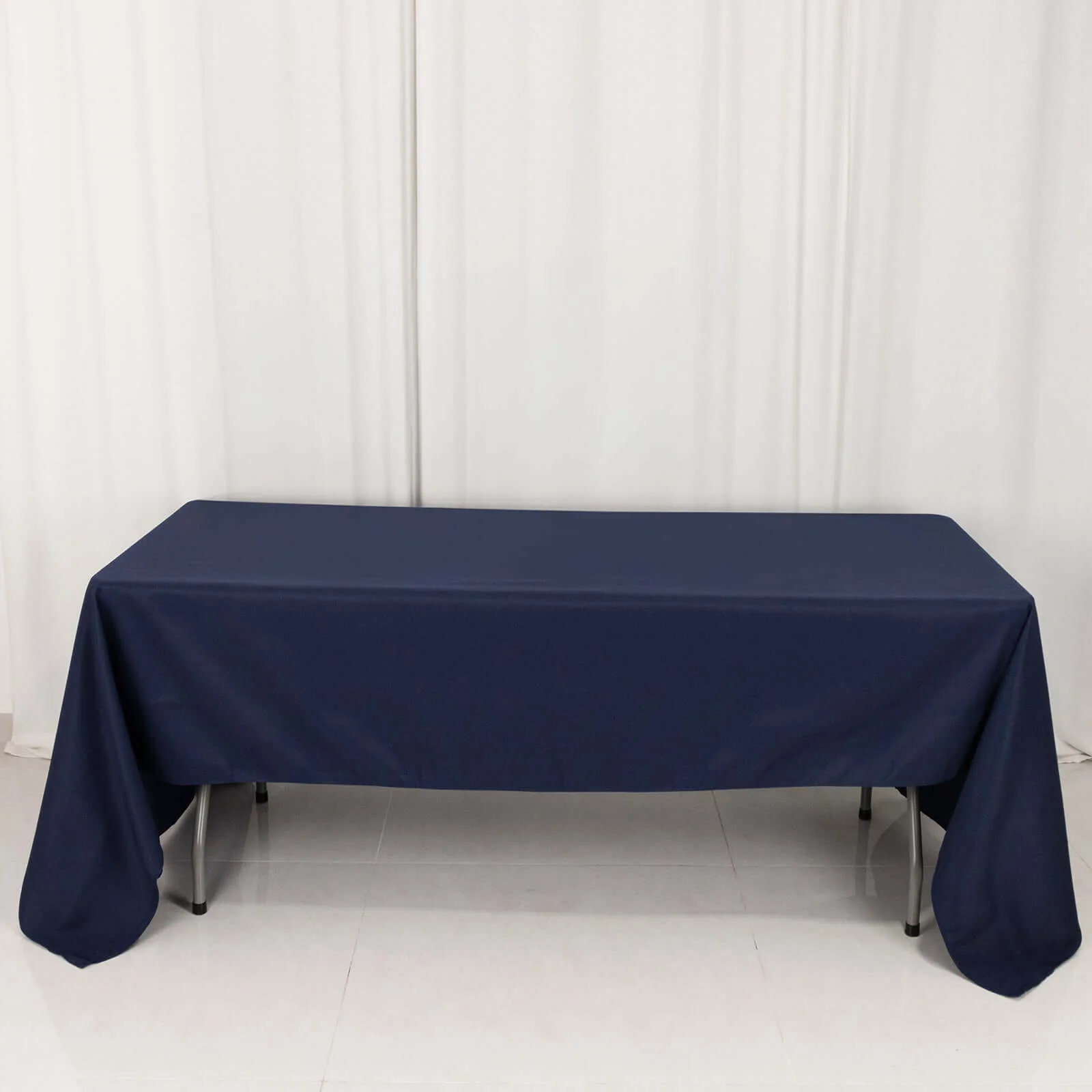 Premium Polyester Rectangle Tablecloth 60"x126" Navy Blue - 220GSM Wrinkle-Resistant Table Cover